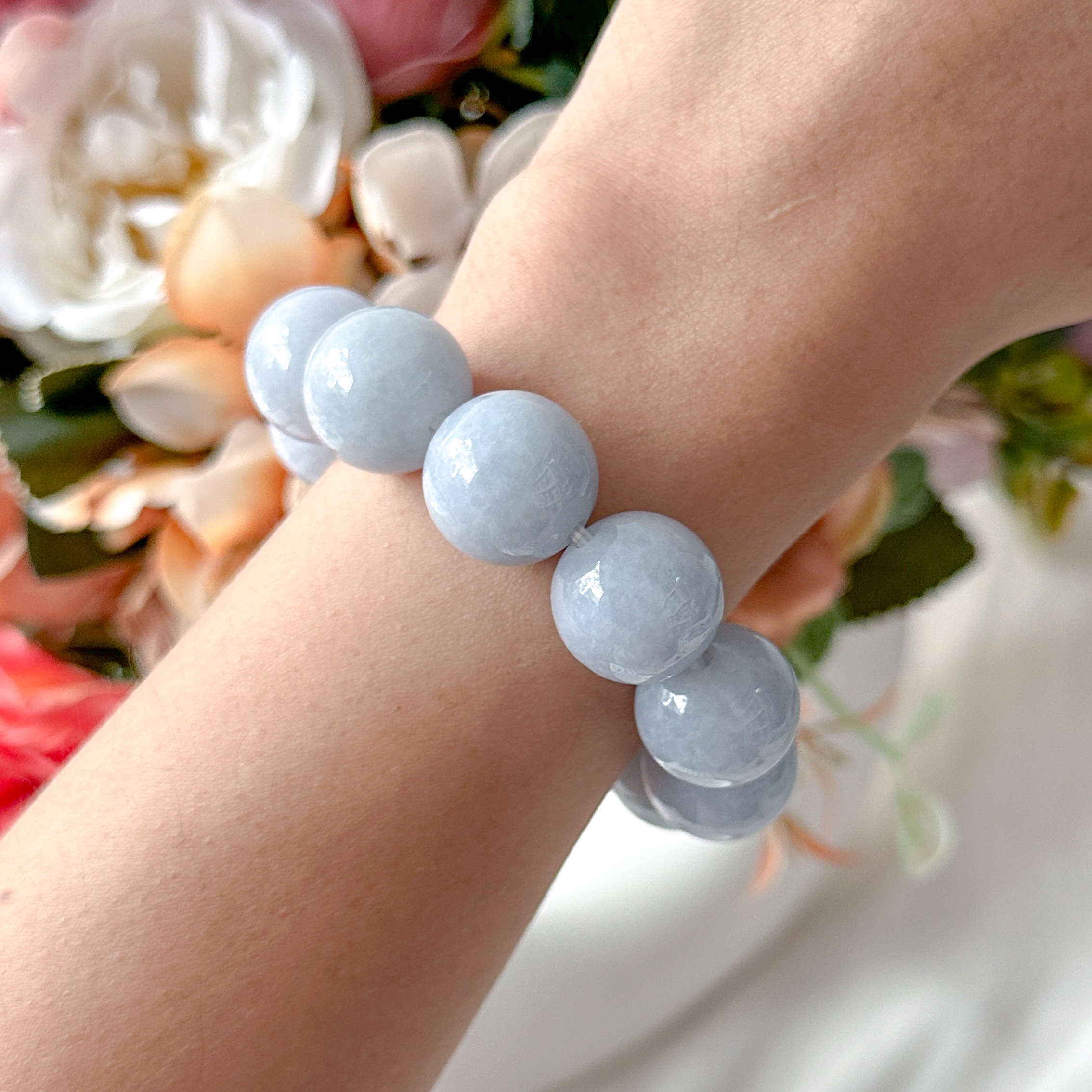 Grade A Lavender Jade 15-15.5mm Bracelet