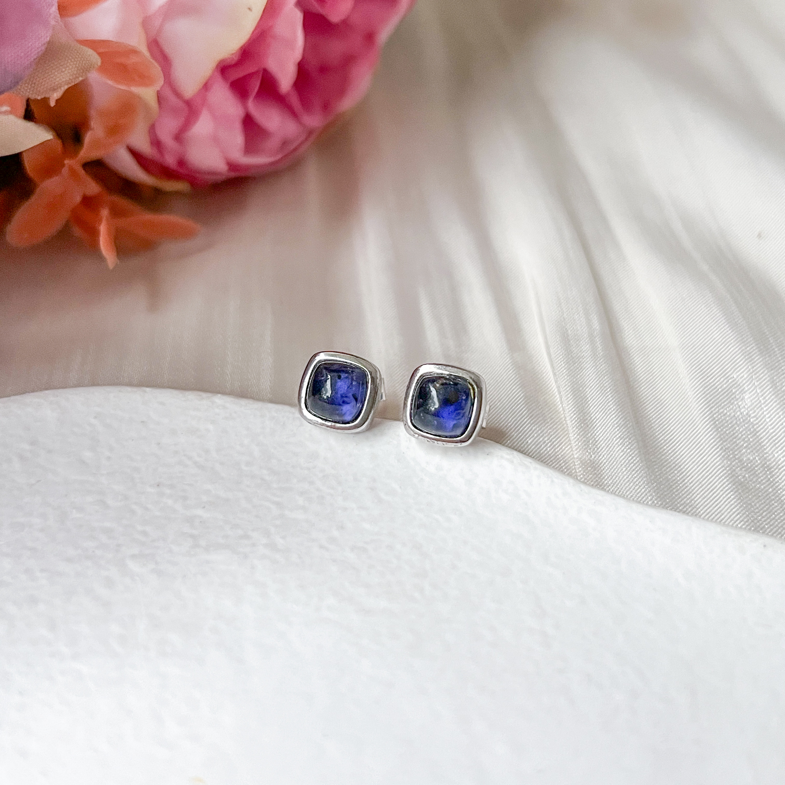 Iolite Square Earring Studs