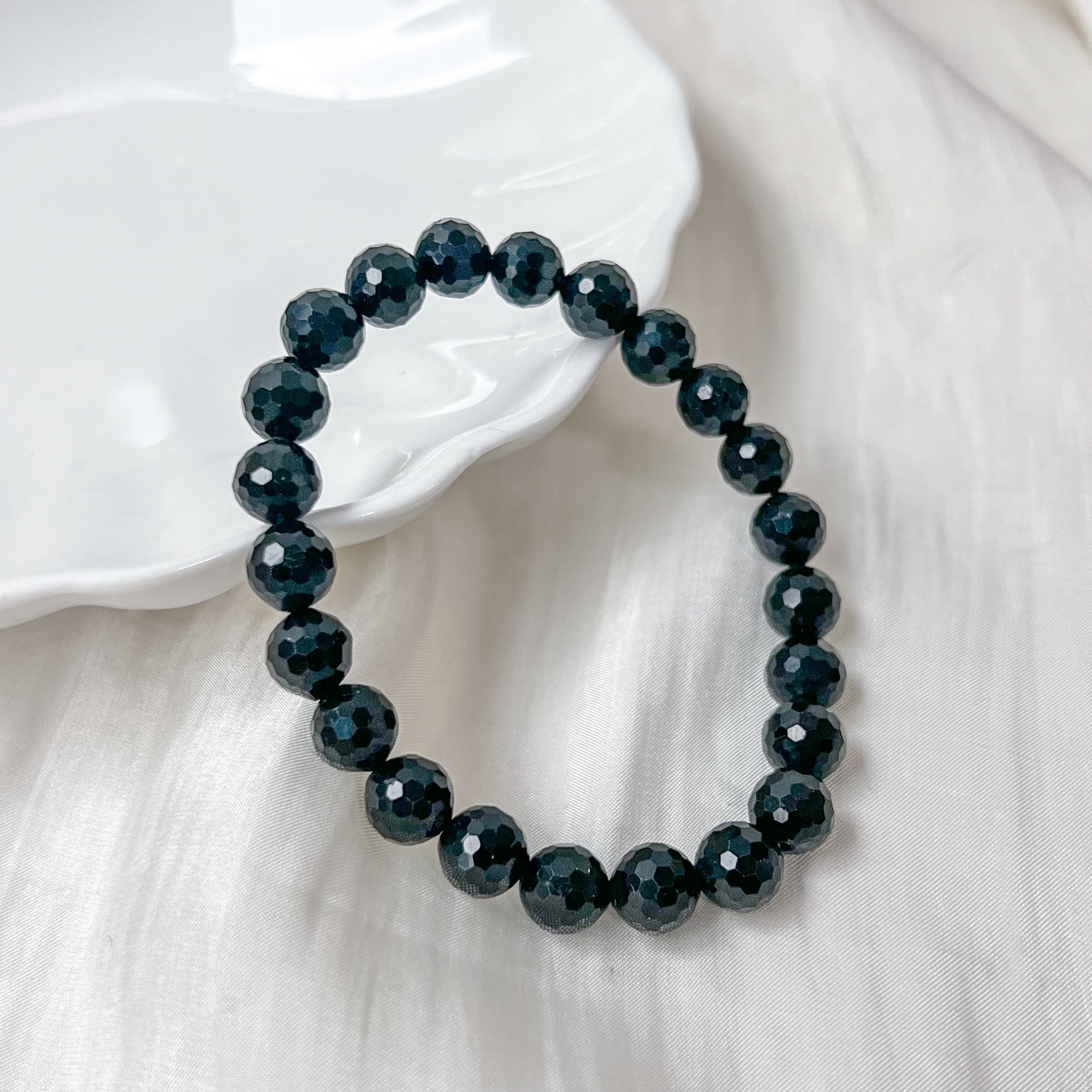 Black Tourmaline 8mm Cut Bracelet