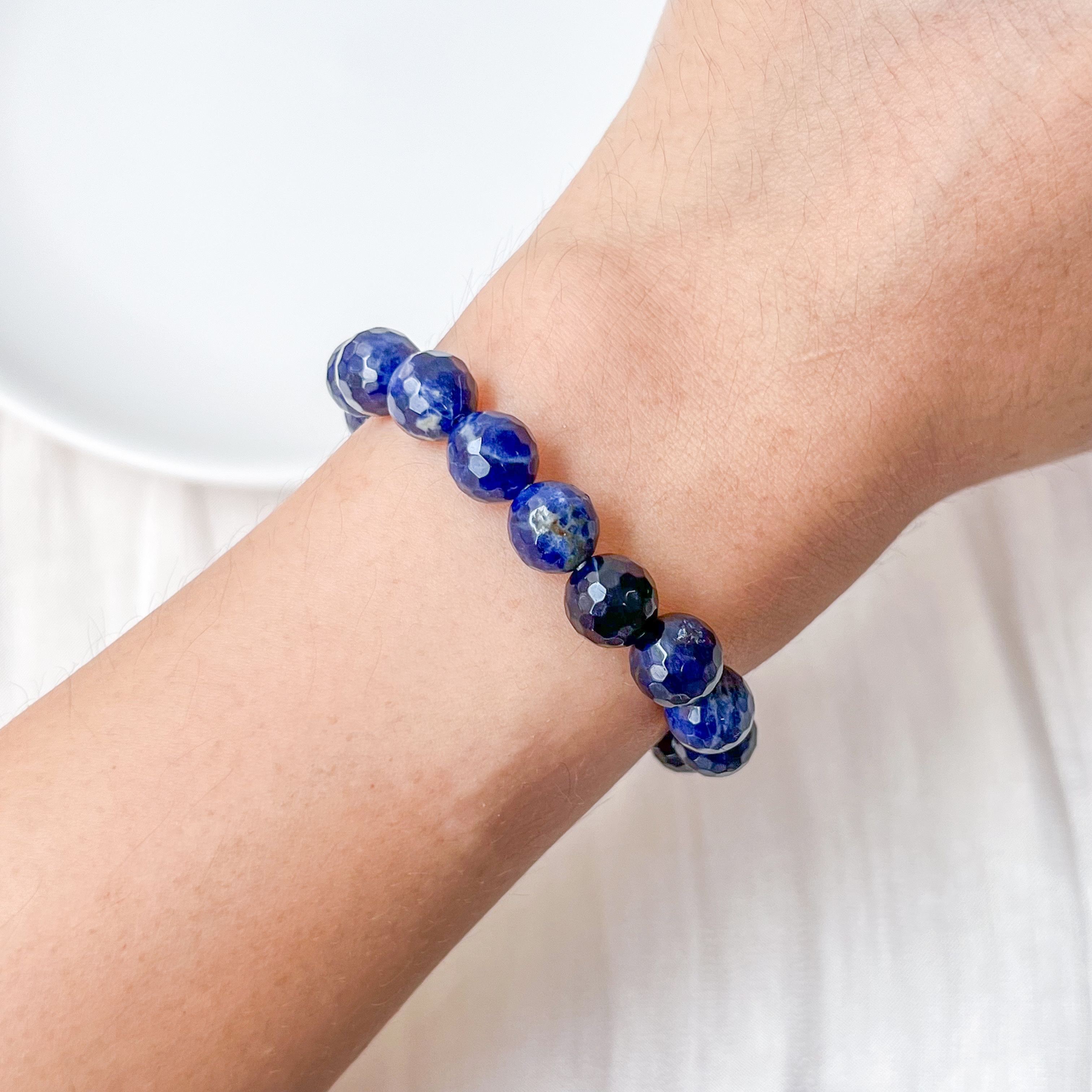 Sodalite 8mm Cut Bracelet (Prussian Blue)