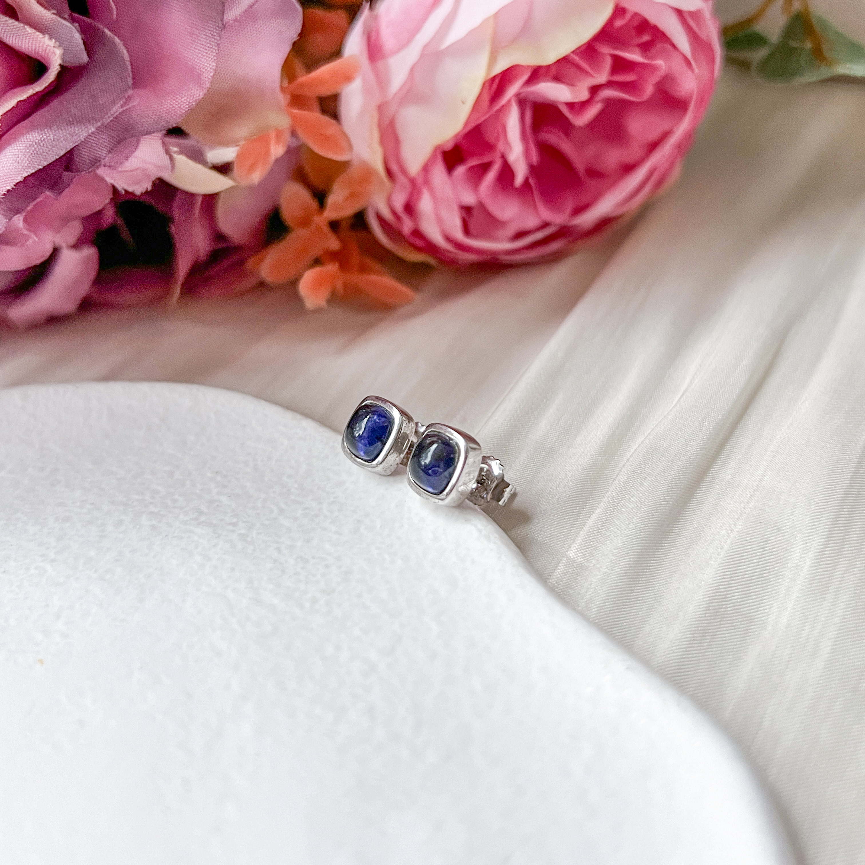 Iolite Square Earring Studs