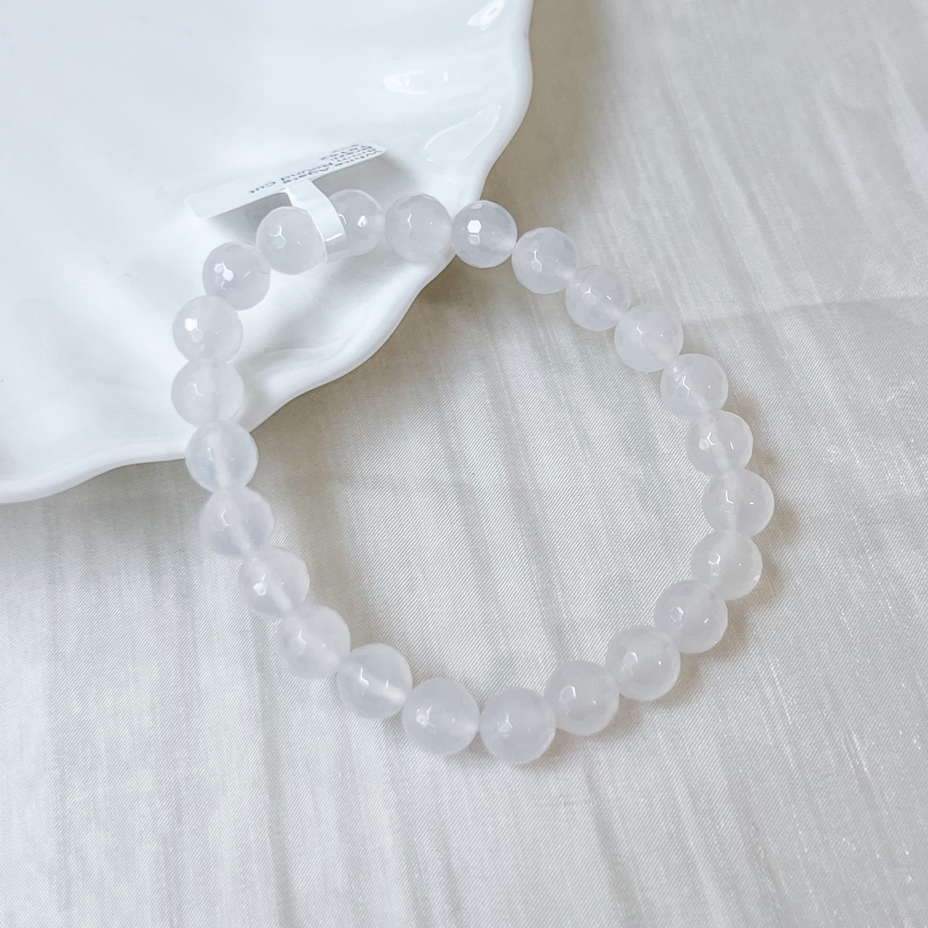 White Agate 8mm Cut Bracelet