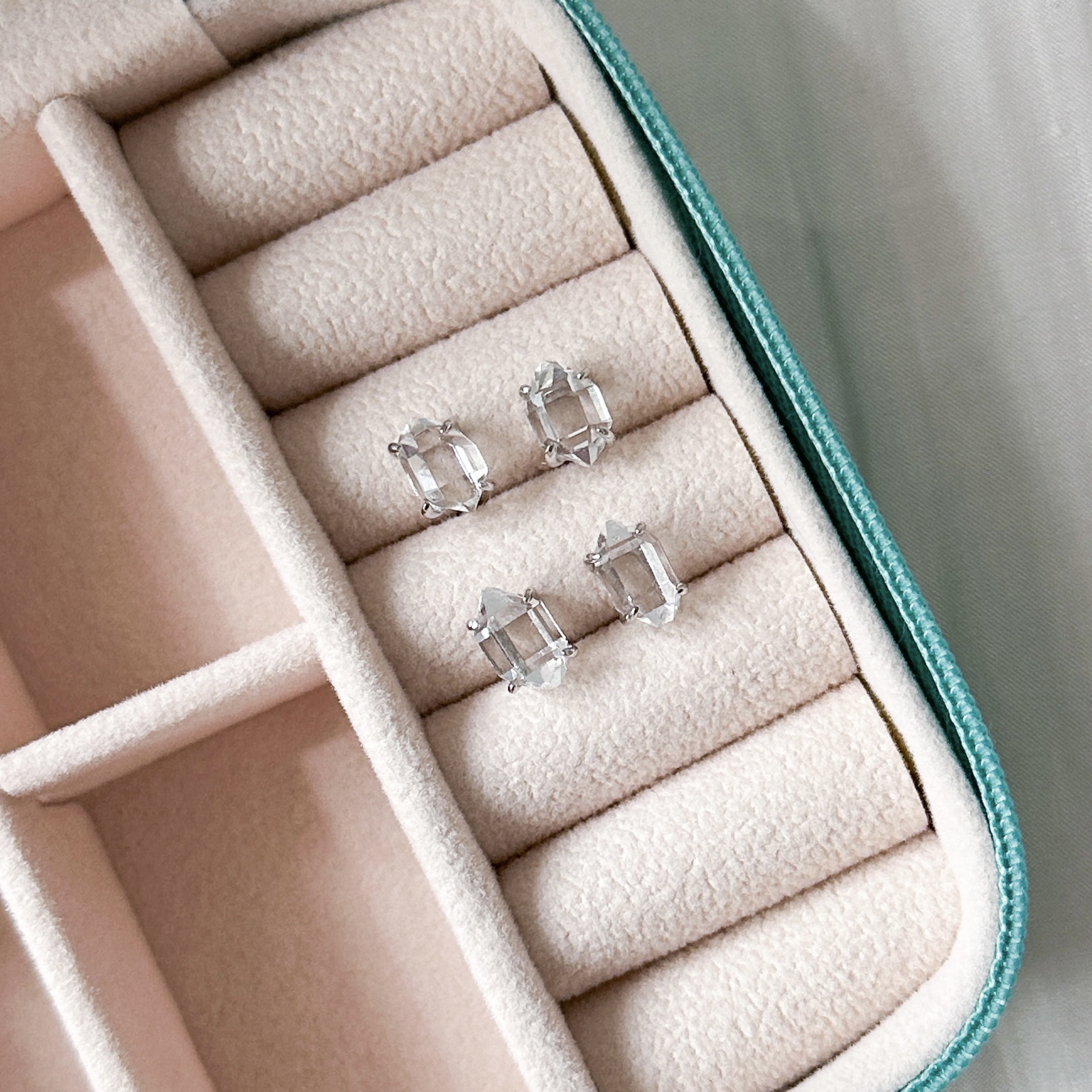 Herkimer Diamond Raw Earring Studs