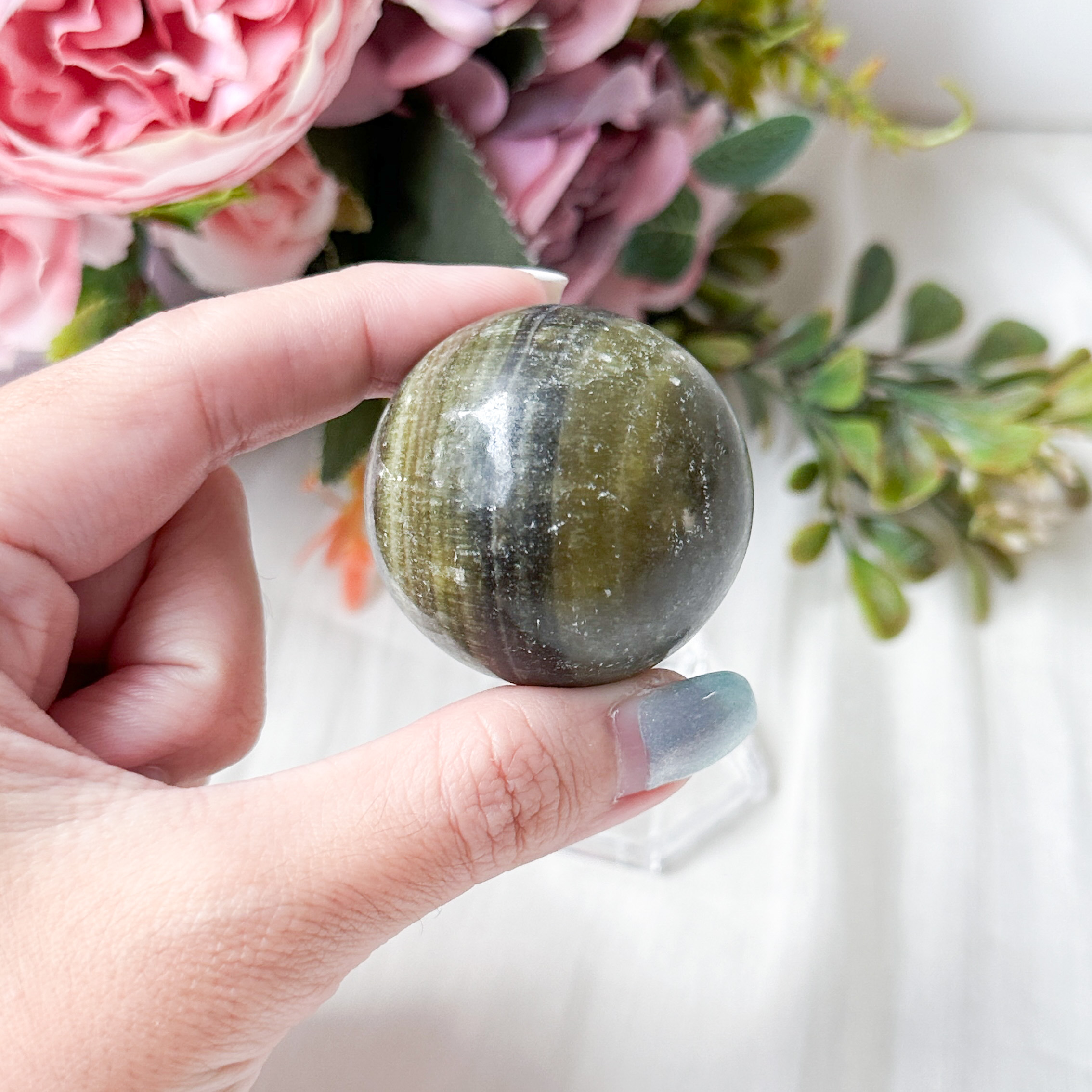 Yellow Green Fluorite 40mm Sphere