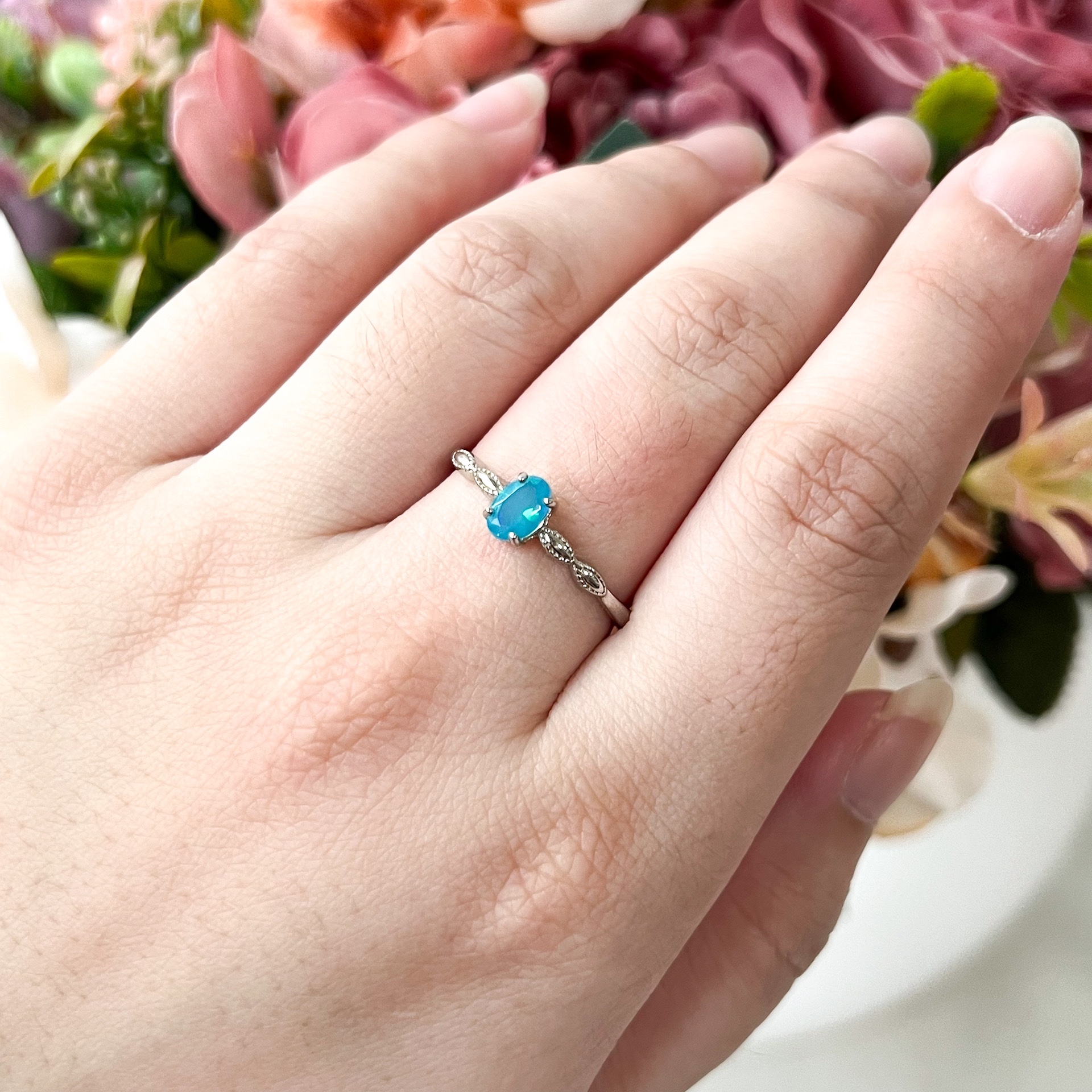 Blue Opal Ring - S925