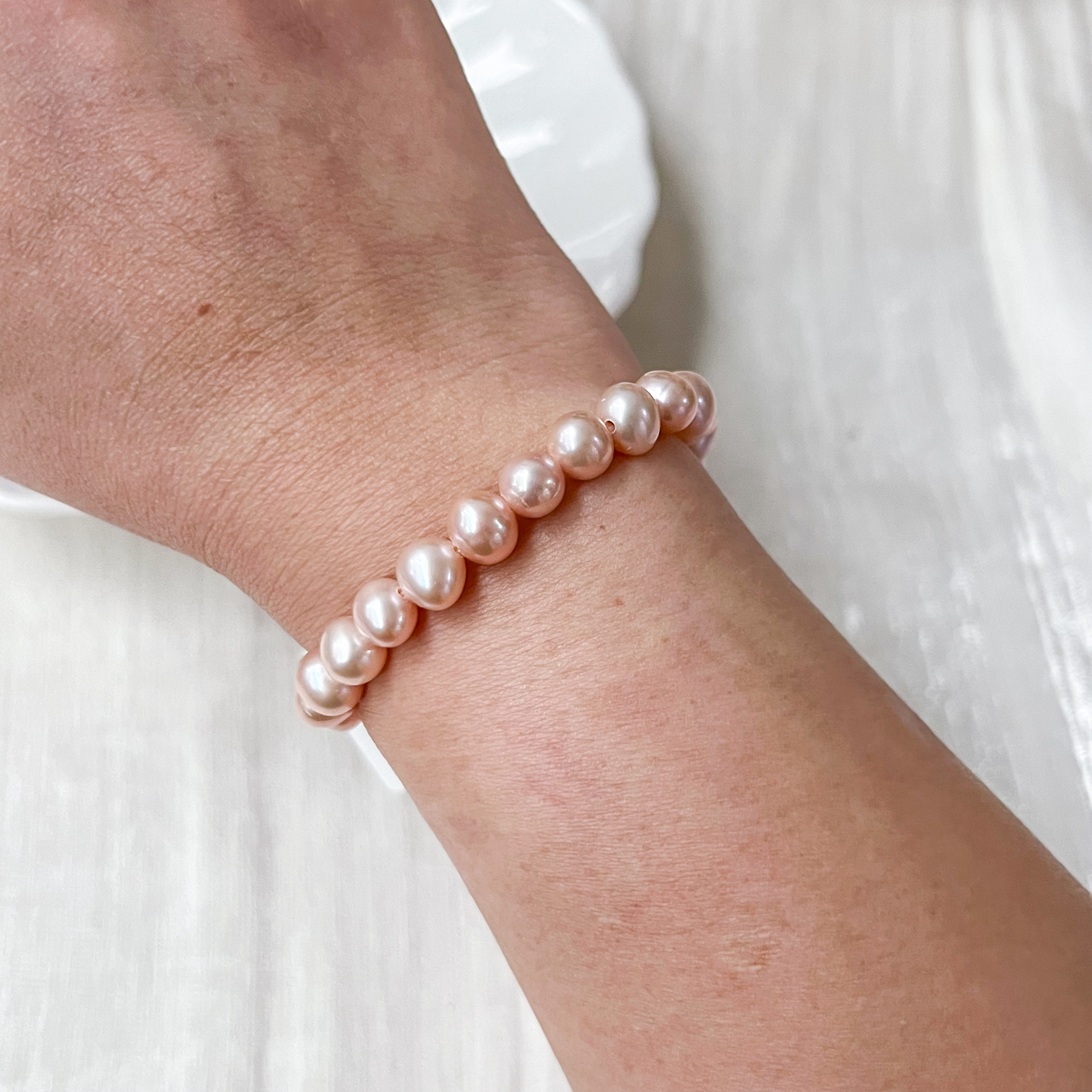 Pink Freshwater Pearl 7mm Bracelet