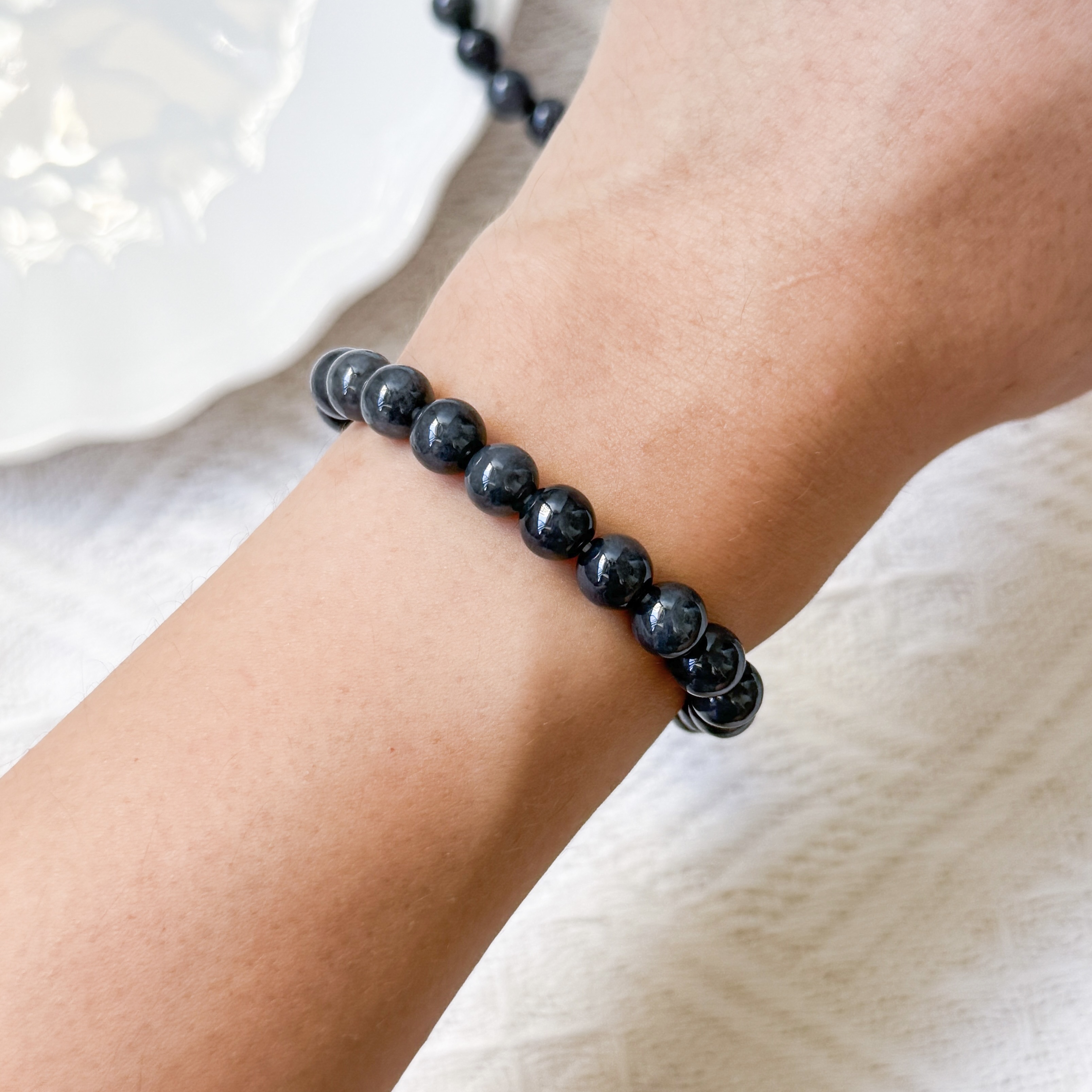 Grade A Ash Grey Jade 6-7mm Bracelet