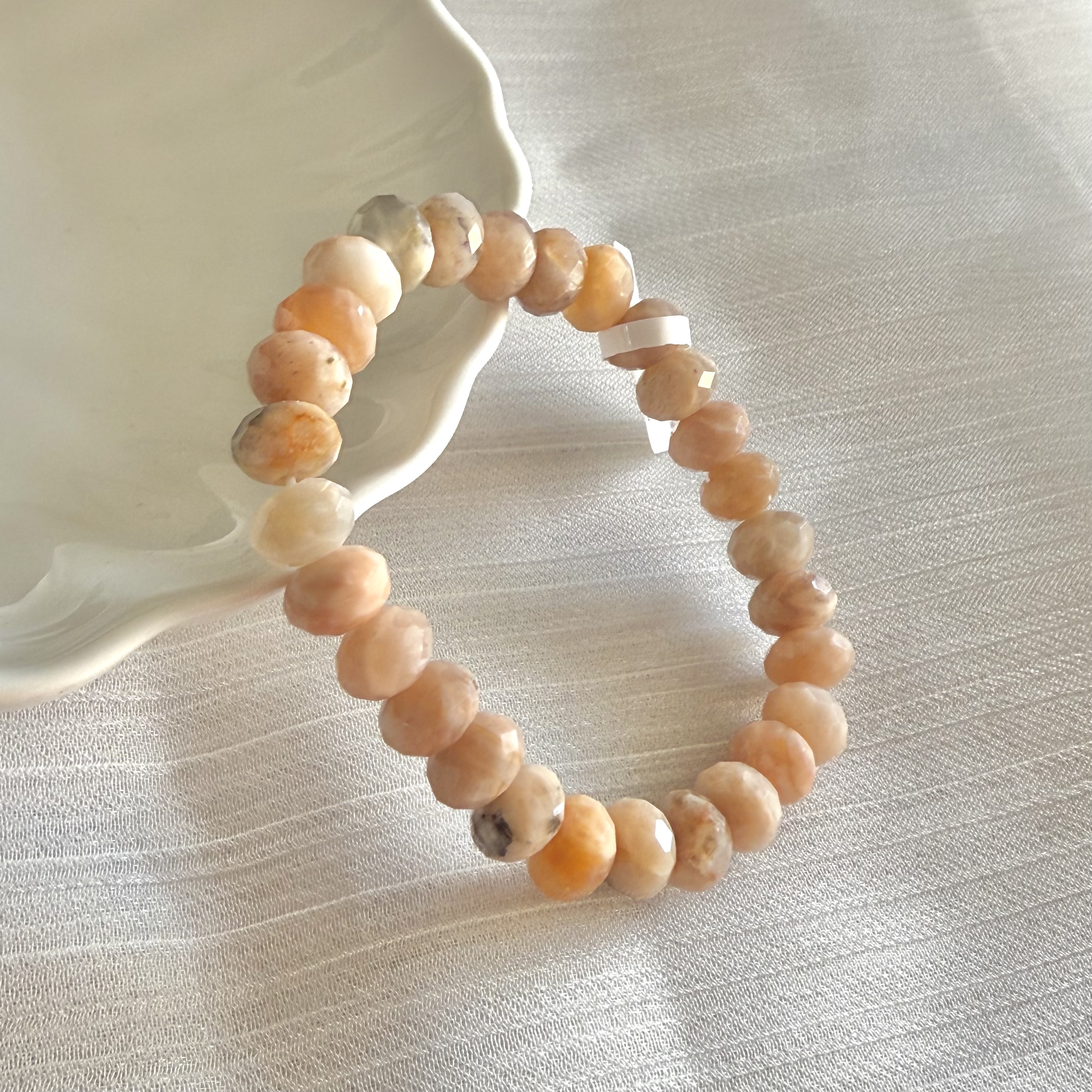 Peach Moonstone 10mm Abacus Cut Bracelet