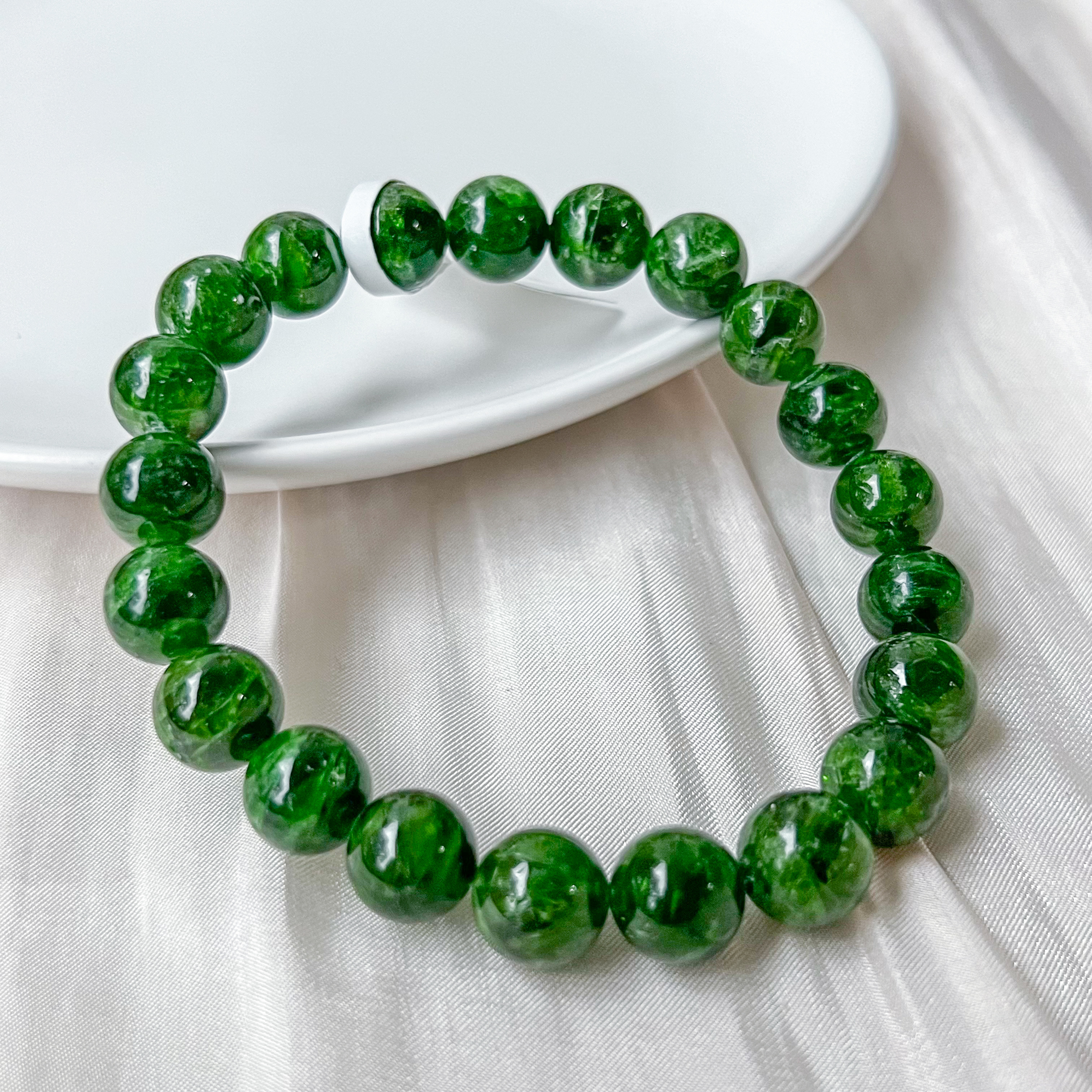 Chrome Dioptase 9+mm AAA Bracelet