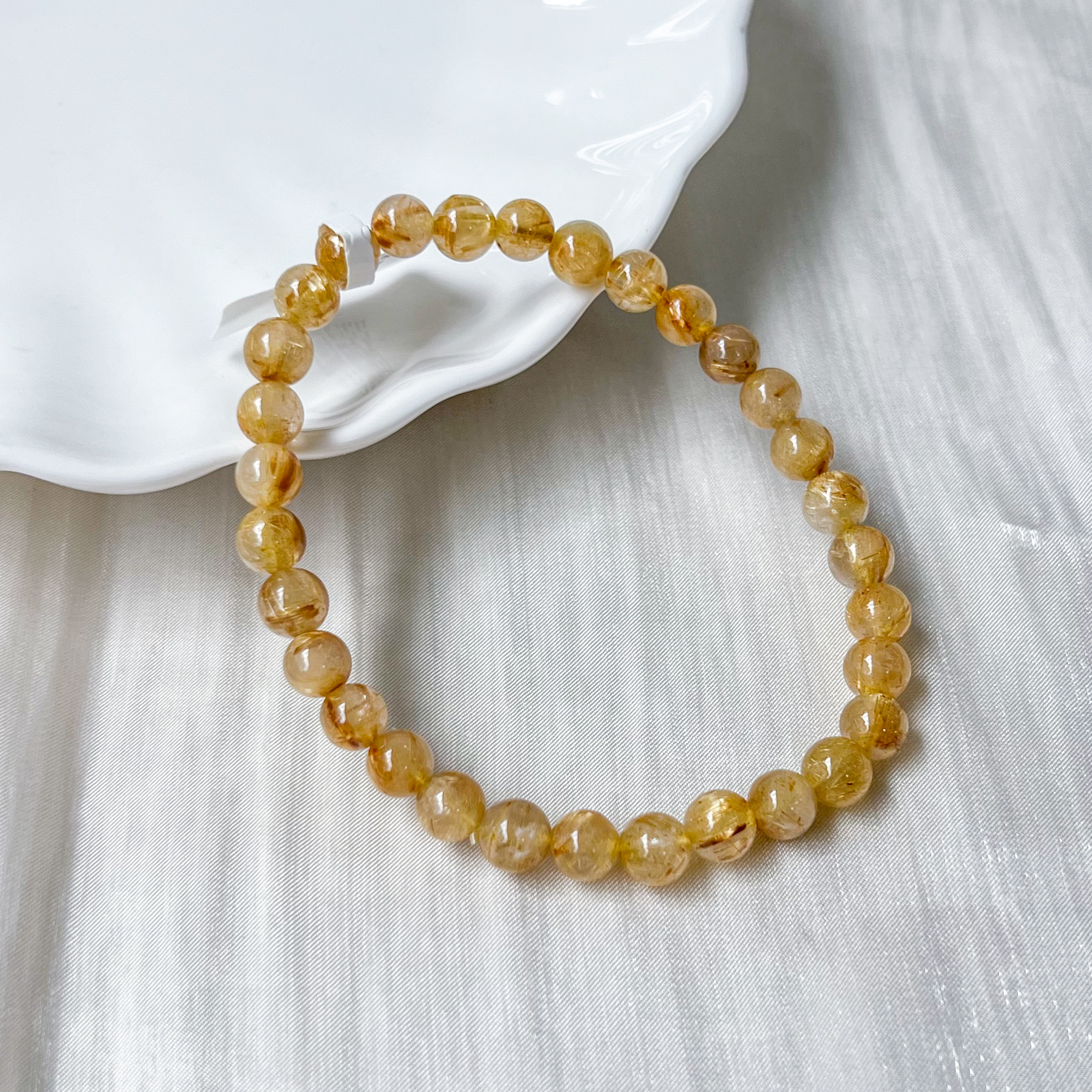 Gold Rutilated Quartz 6mm AAA Bracelet
