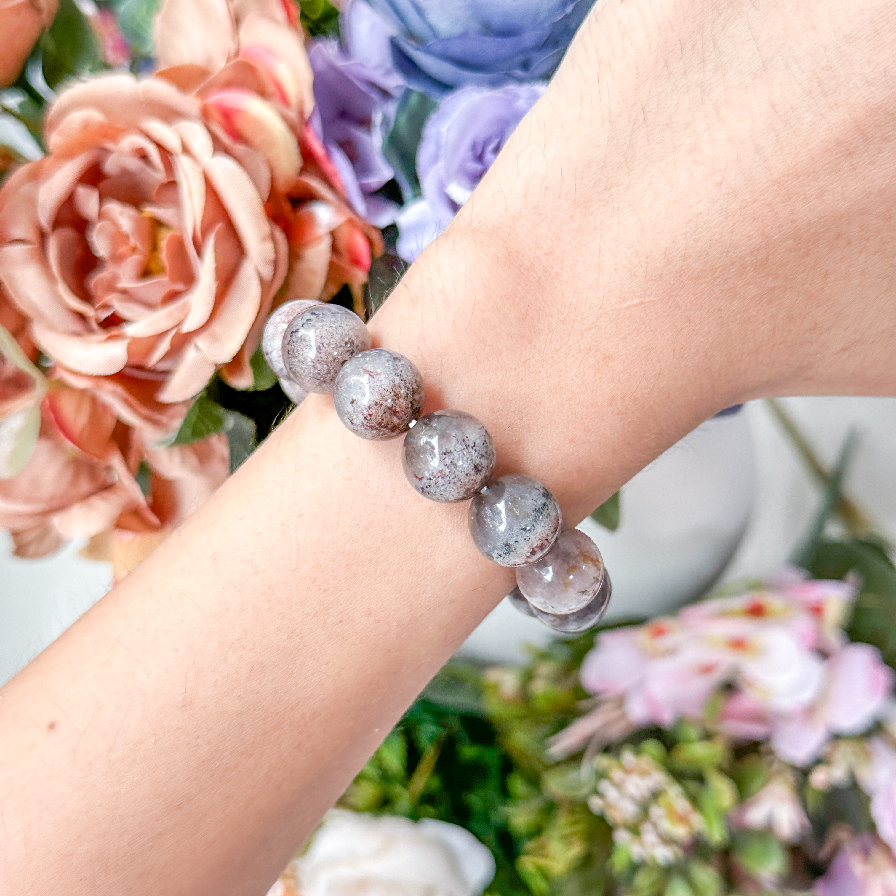 White Auralite 12+mm Bracelet