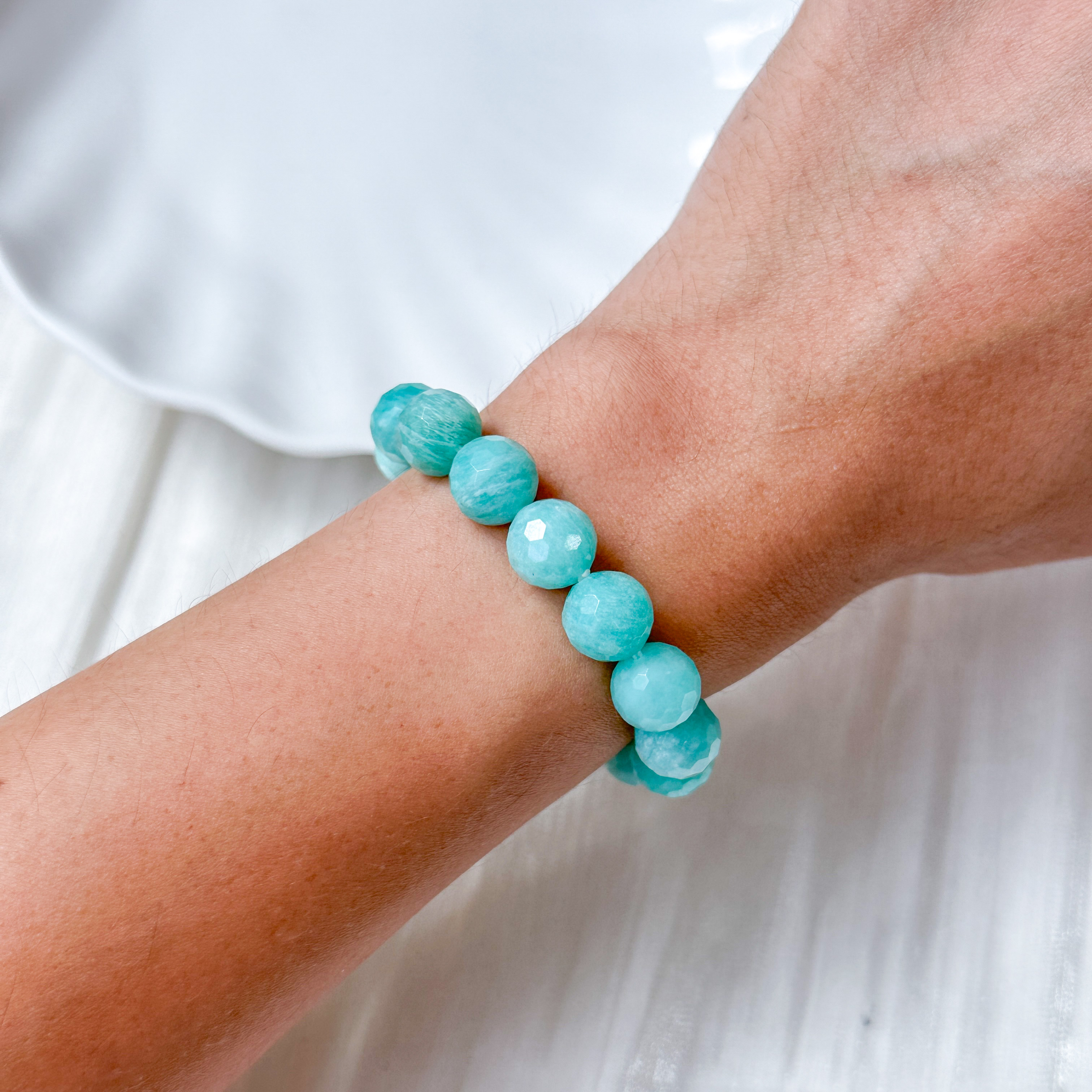 Amazonite 10mm Cut Bracelet