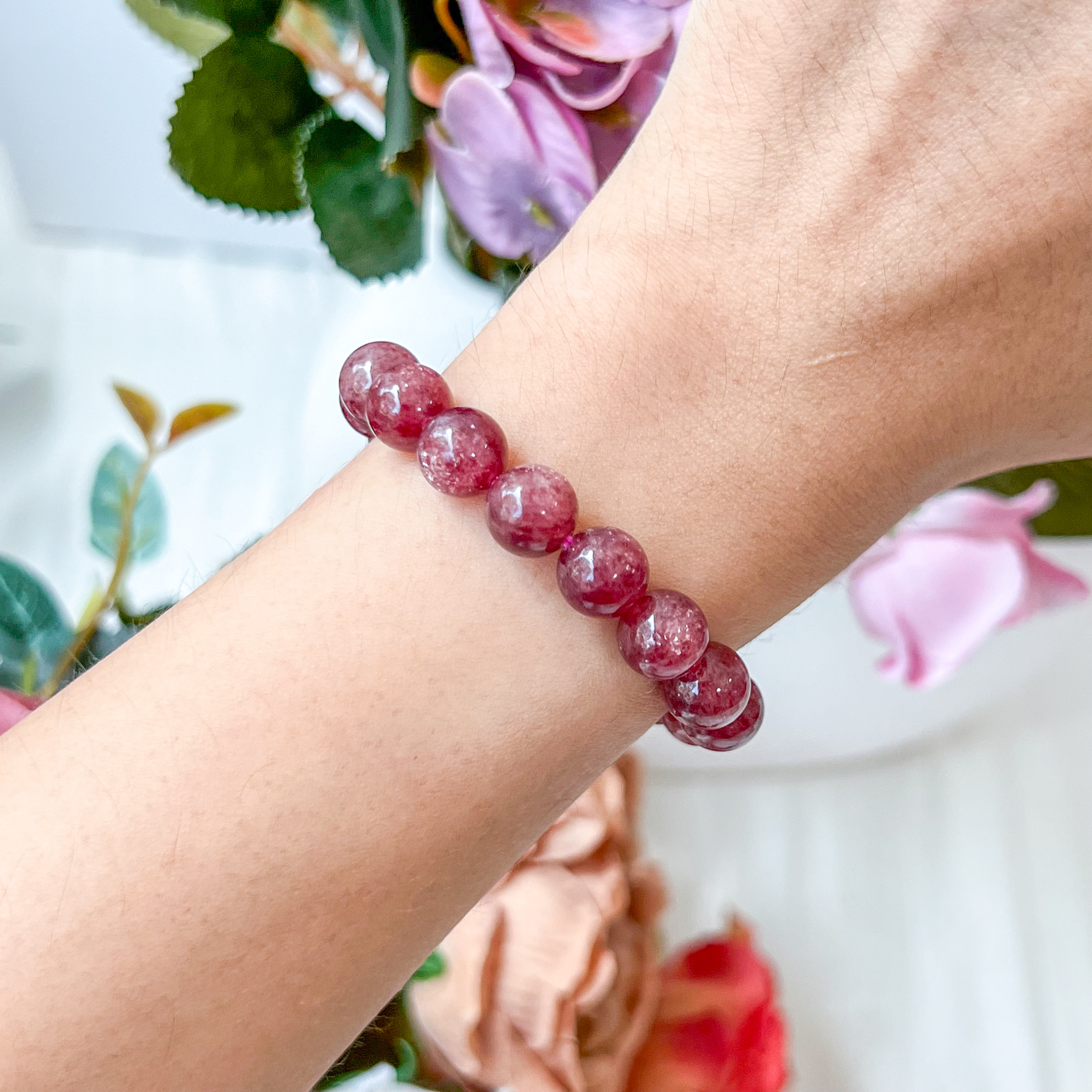 Sunkissed Strawberry Quartz 8mm Bracelet