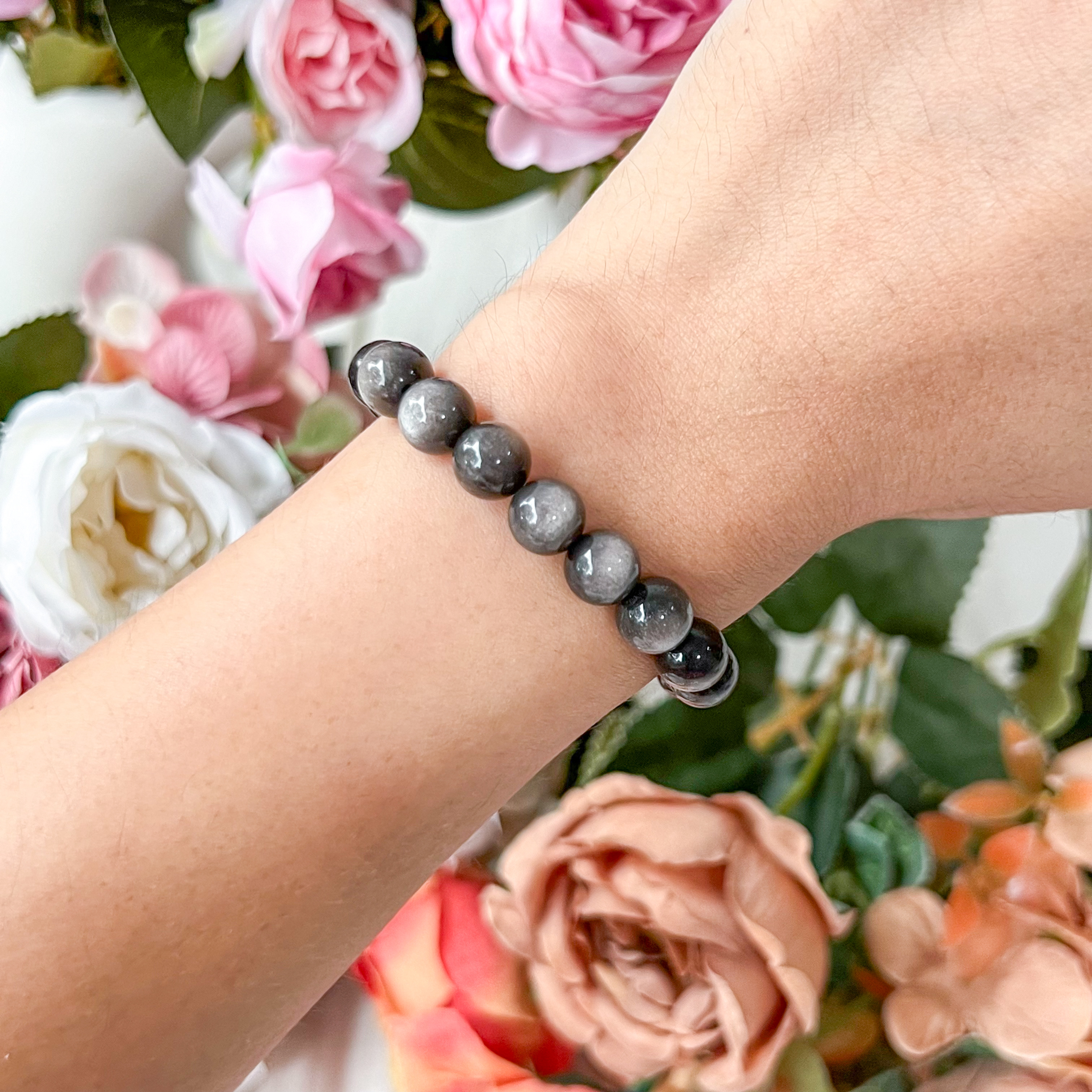 Silversheen Obsidian 8mm Bracelet