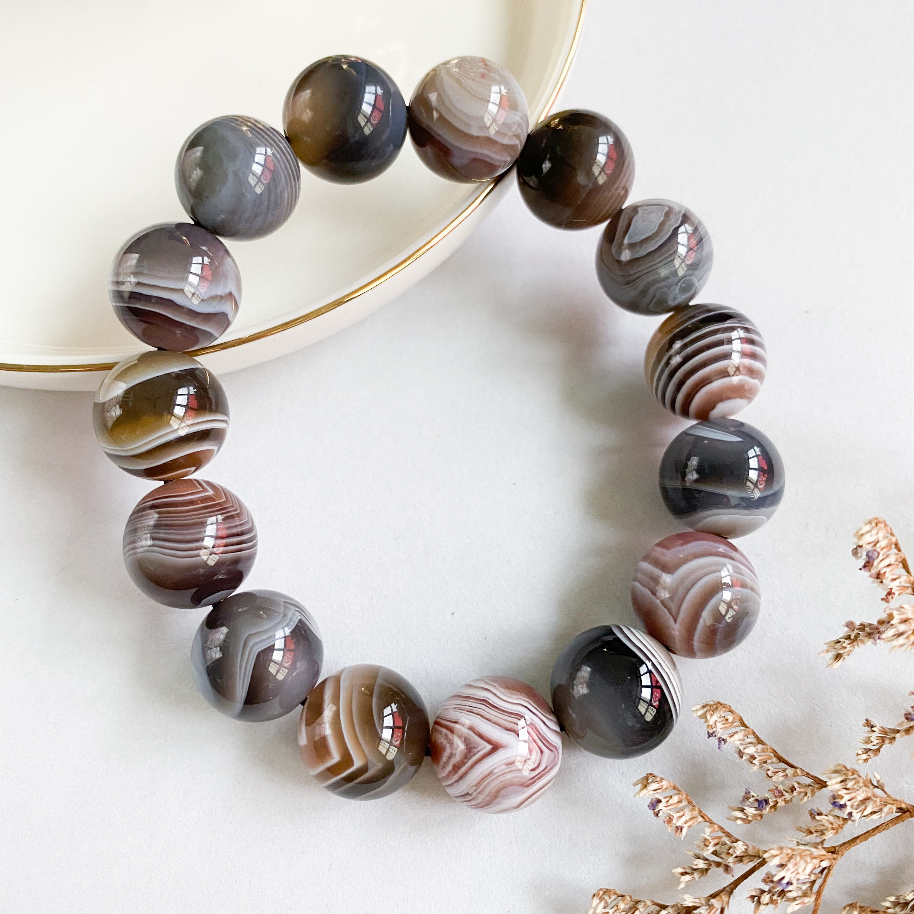 Botswana Agate 14mm AAA Bracelet