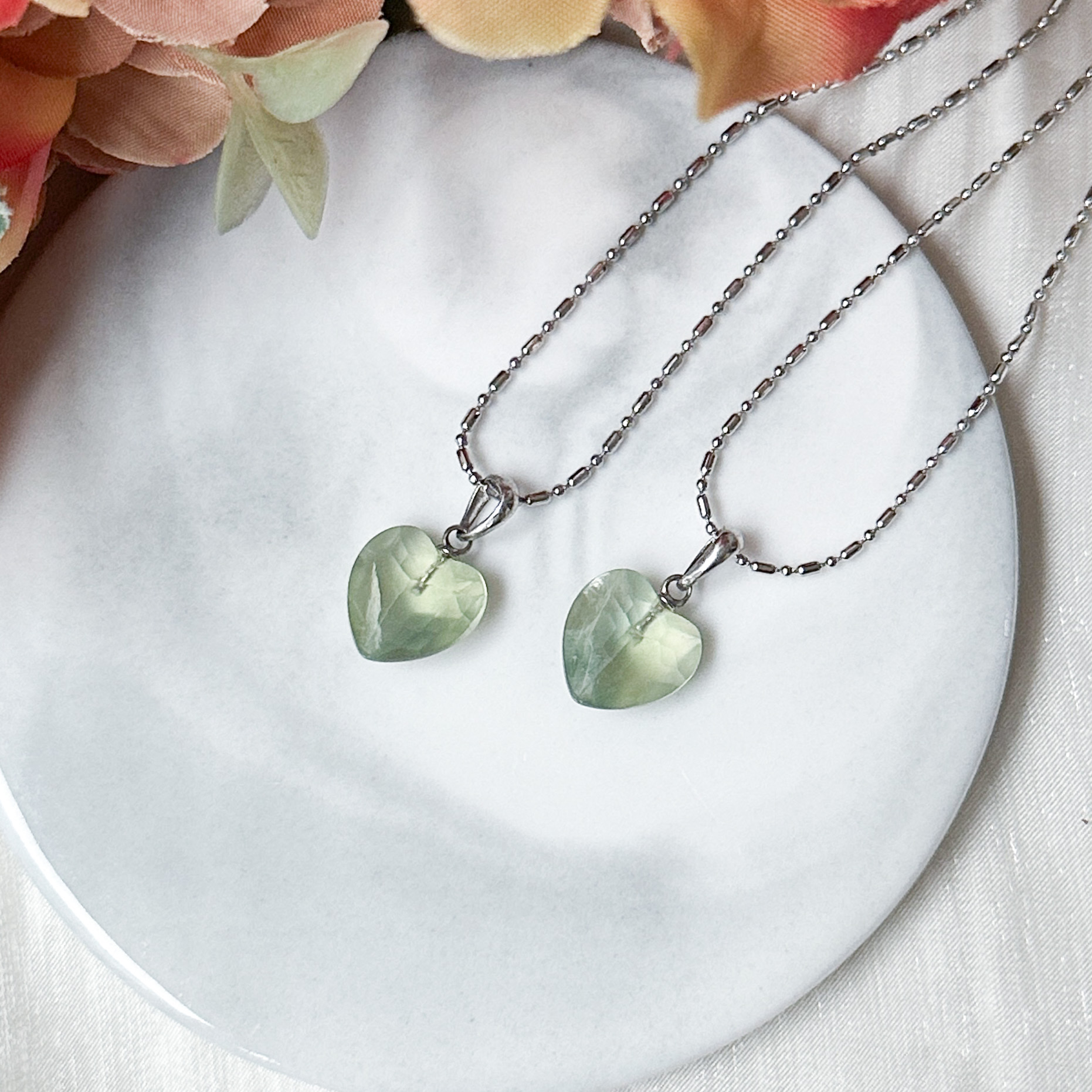 Prehnite Heart Pendant