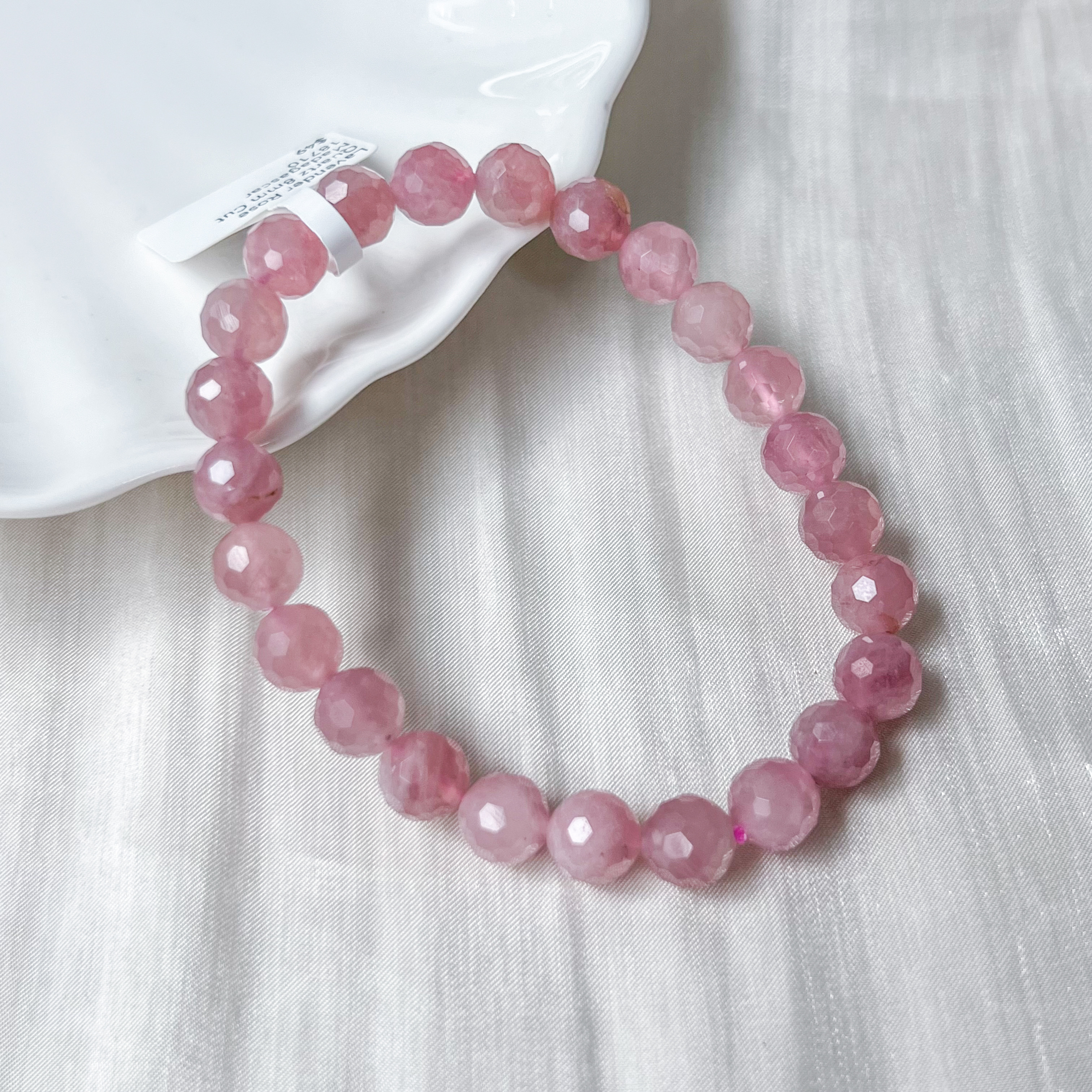 Lavender Rose Quartz 8mm Cut Bracelet