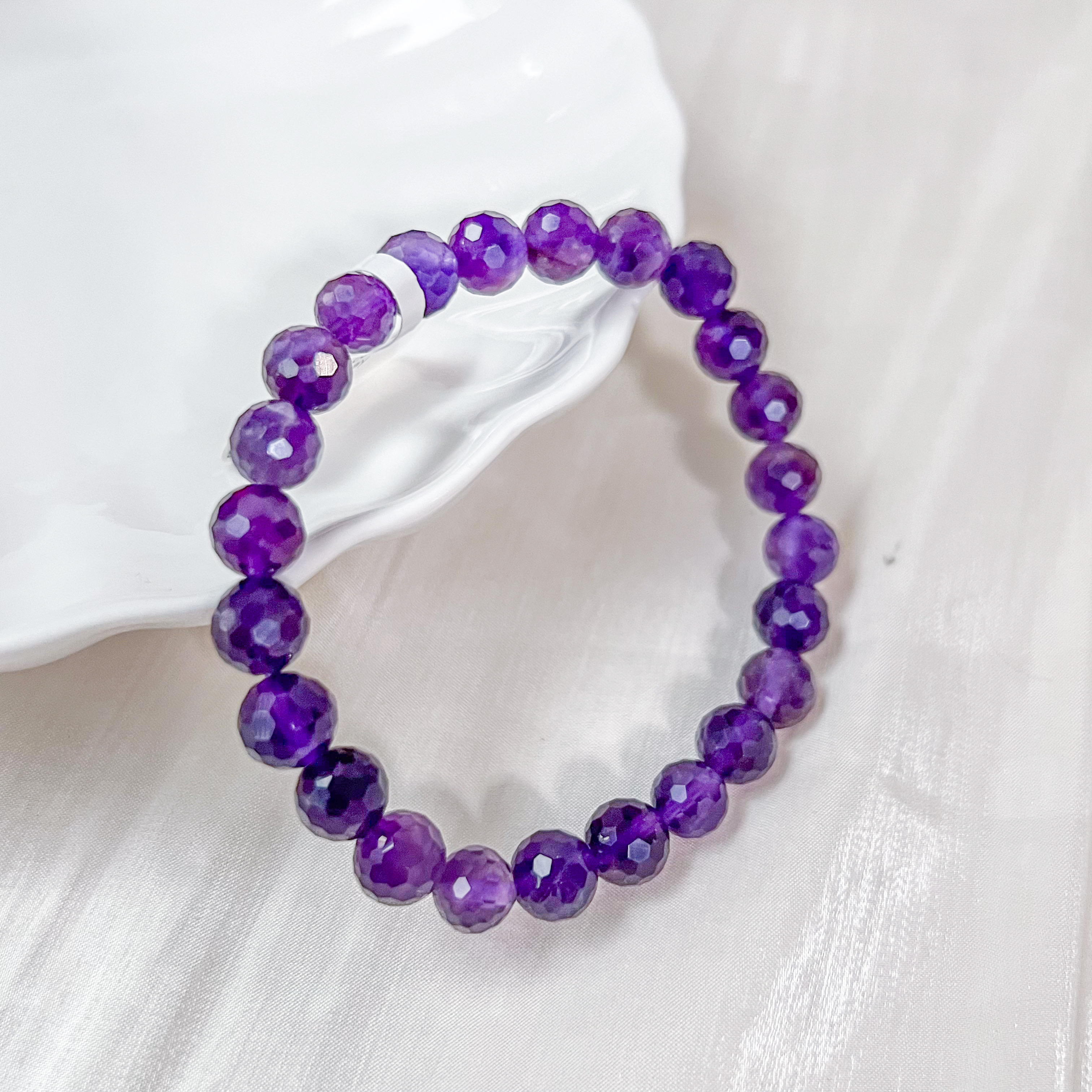 Amethyst 8mm Cut Bracelet