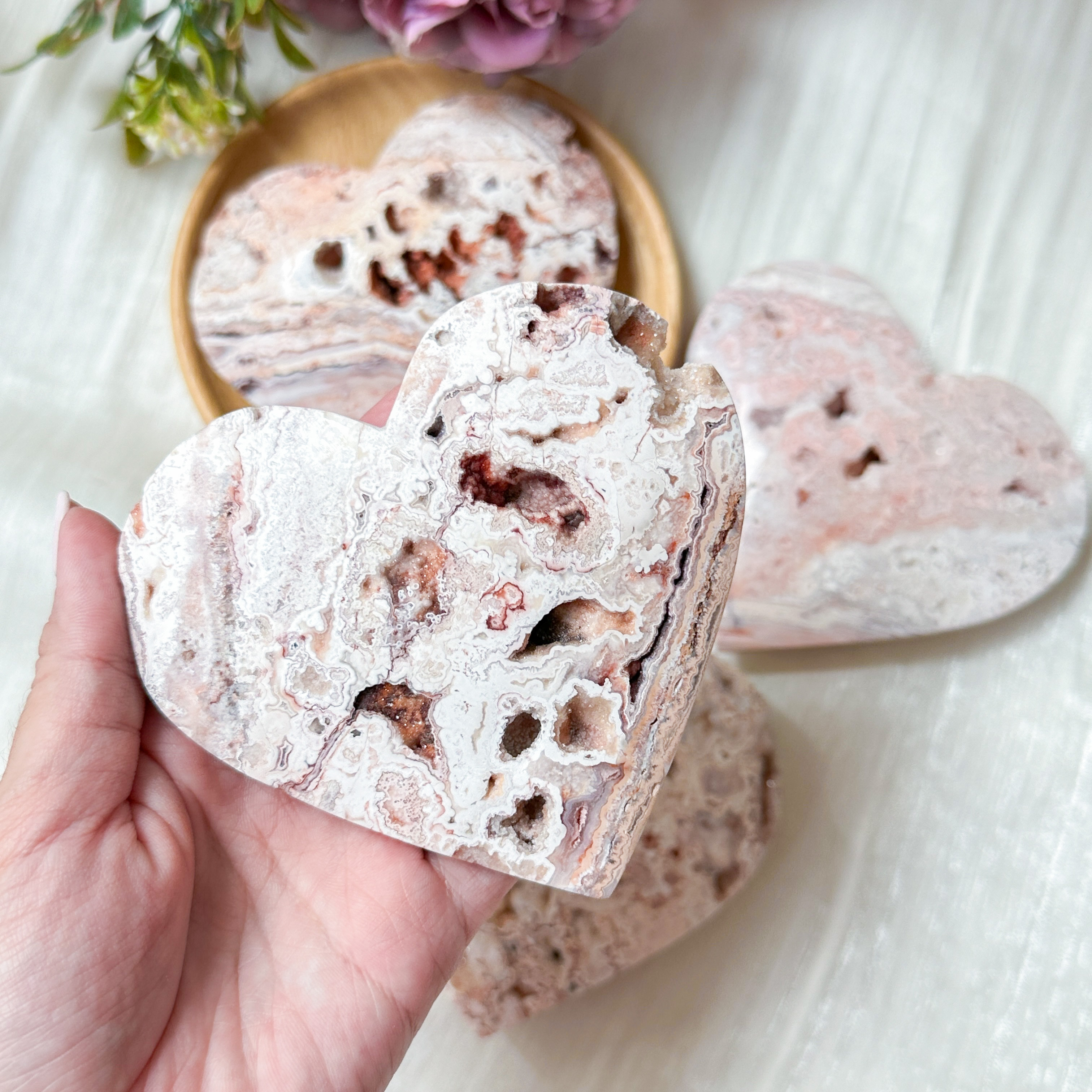 Crazy Lace Agate Puffy Heart