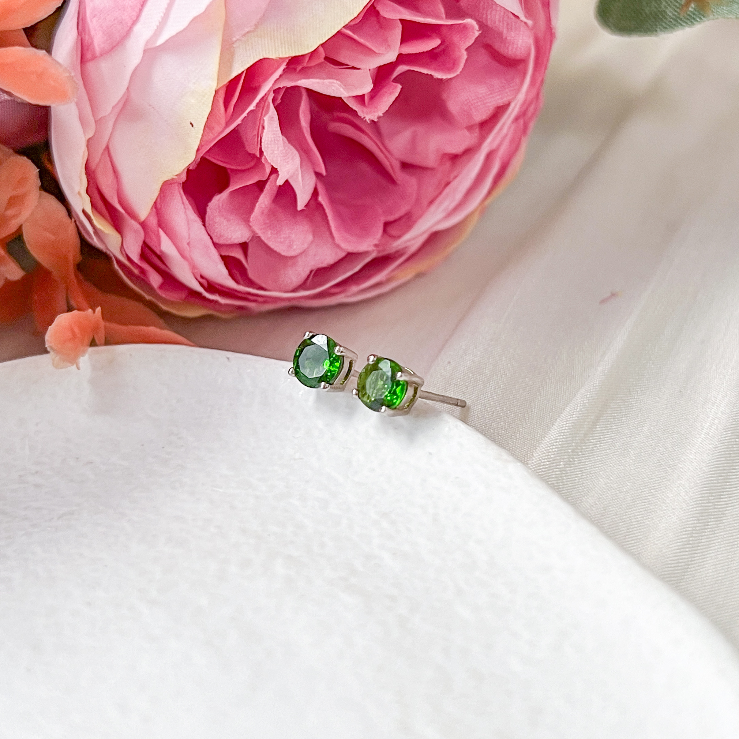 Chrome Dioptase Earrings Studs