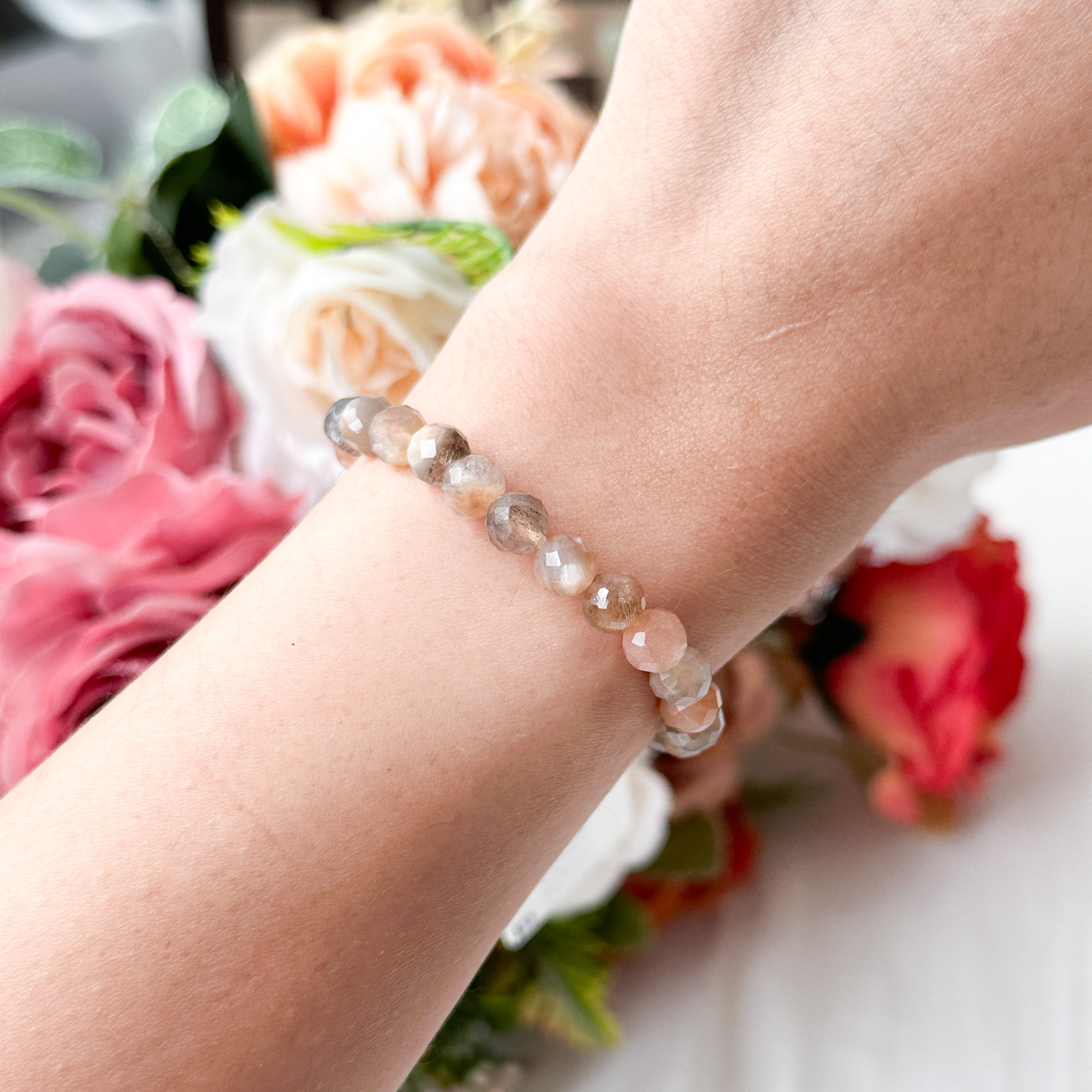 Multi-Colour Moonstone 6mm Cut Bracelet