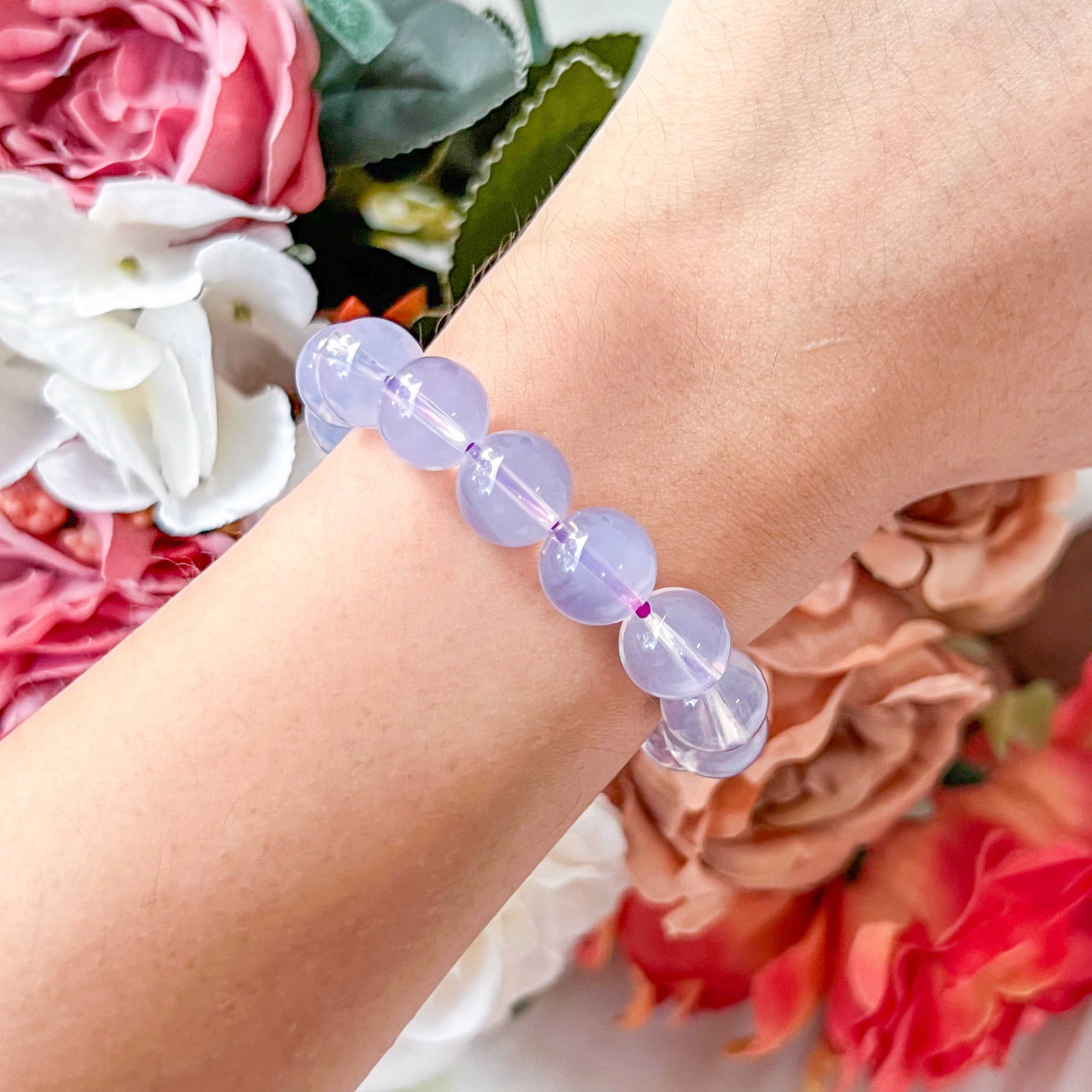 Lavender Chalcedony 9-10mm AAA Bracelet