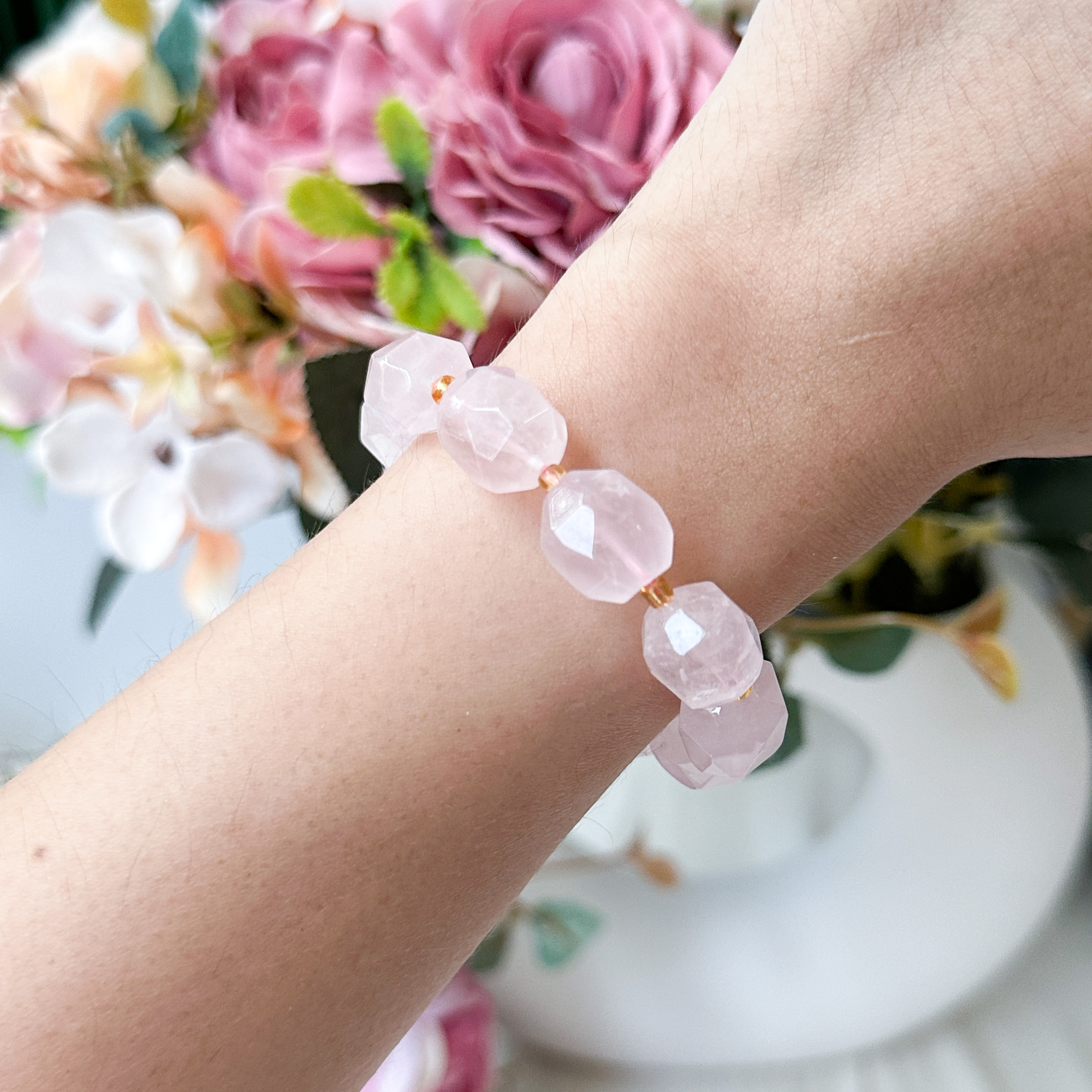 Rose Quartz Tumbled Bracelet