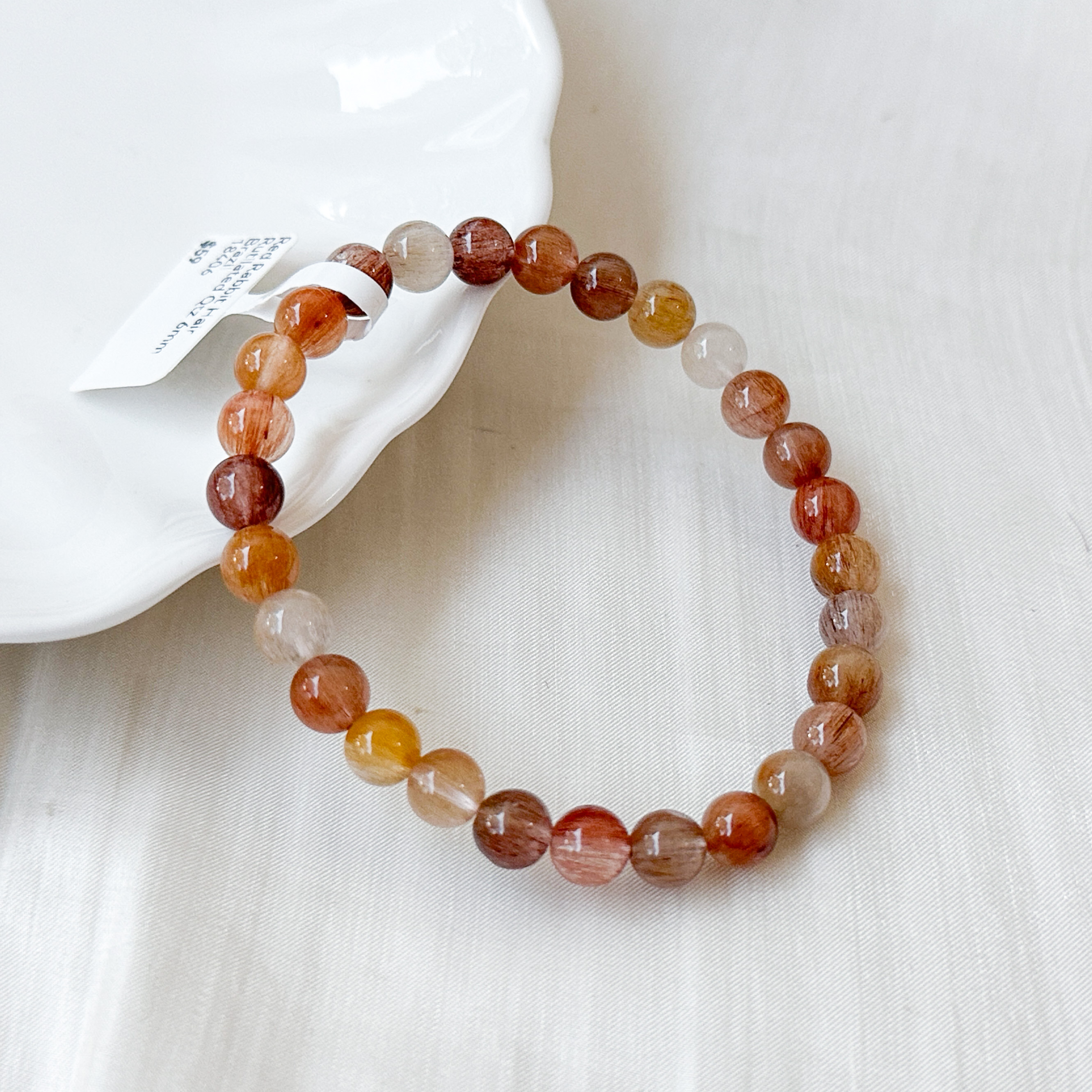 Red Rabbit Hair Rutilated Quartz 6mm Bracelet