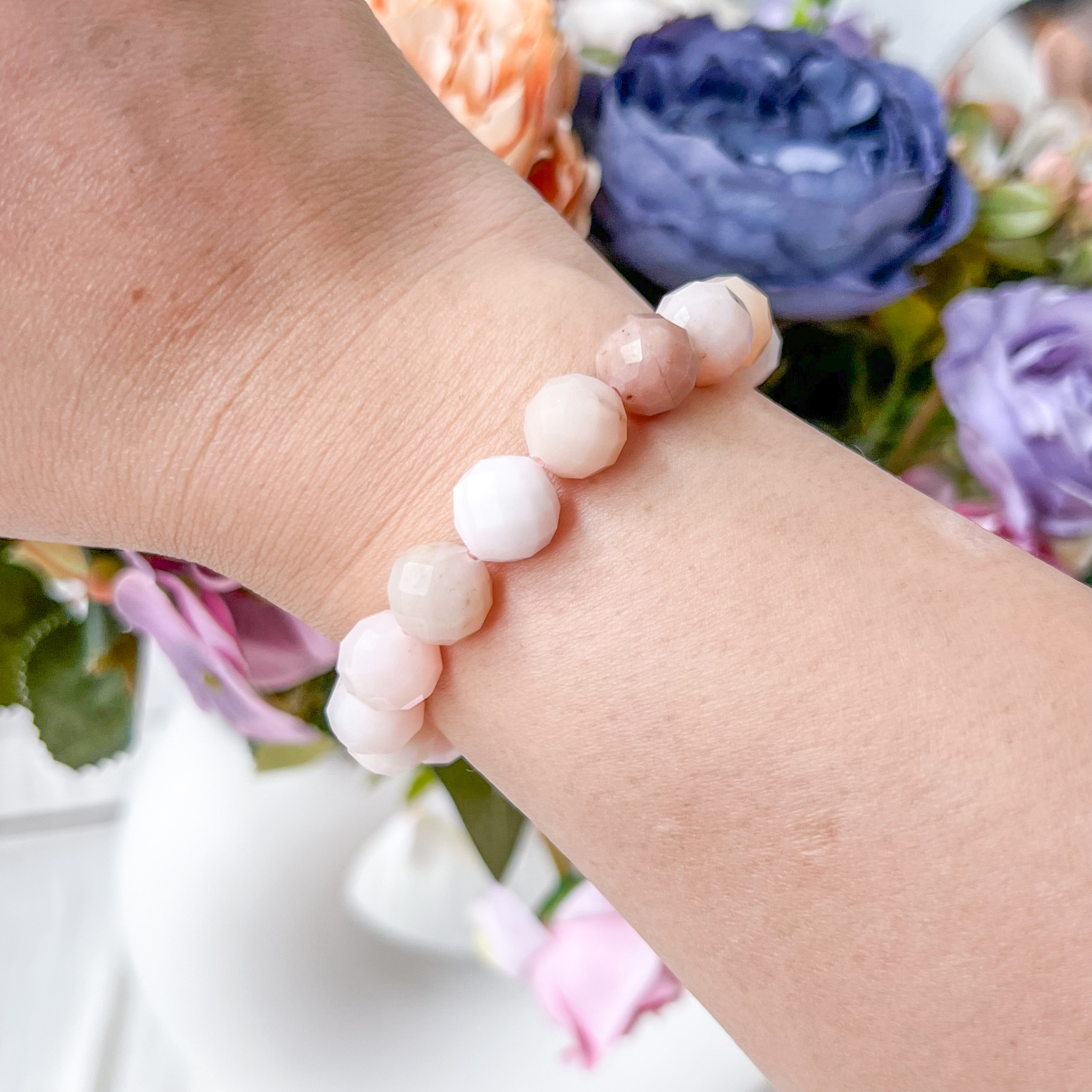 Pink Opal 10mm Cut Bracelet