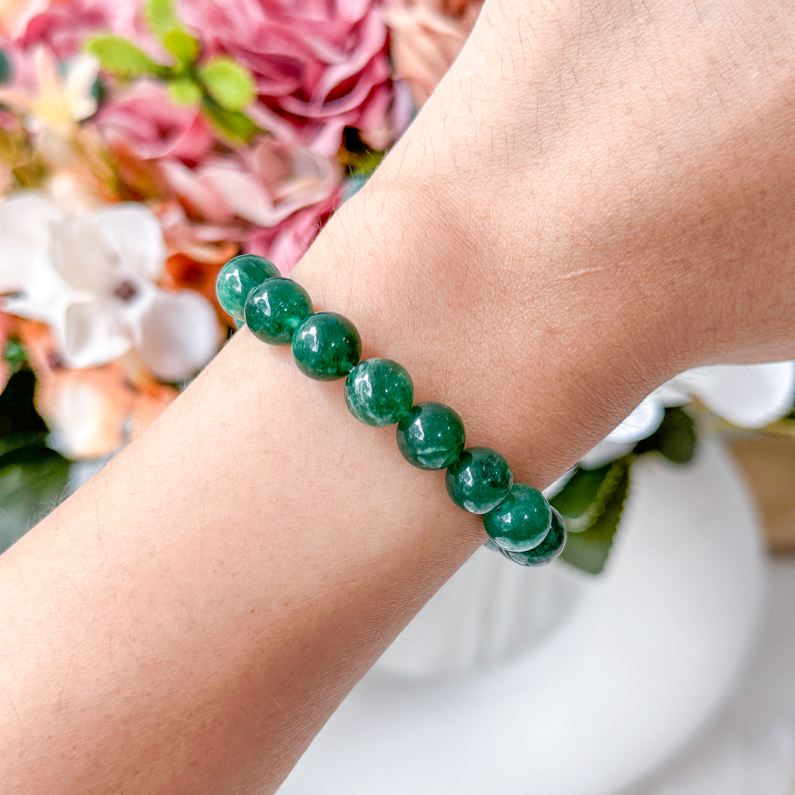 Green Mica 8+mm Bracelet