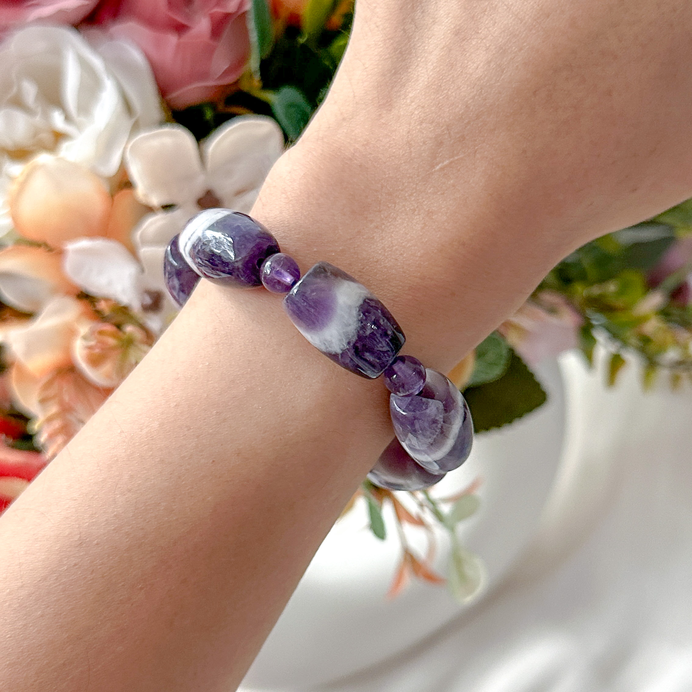 Chevron Amethyst Canister Bracelet