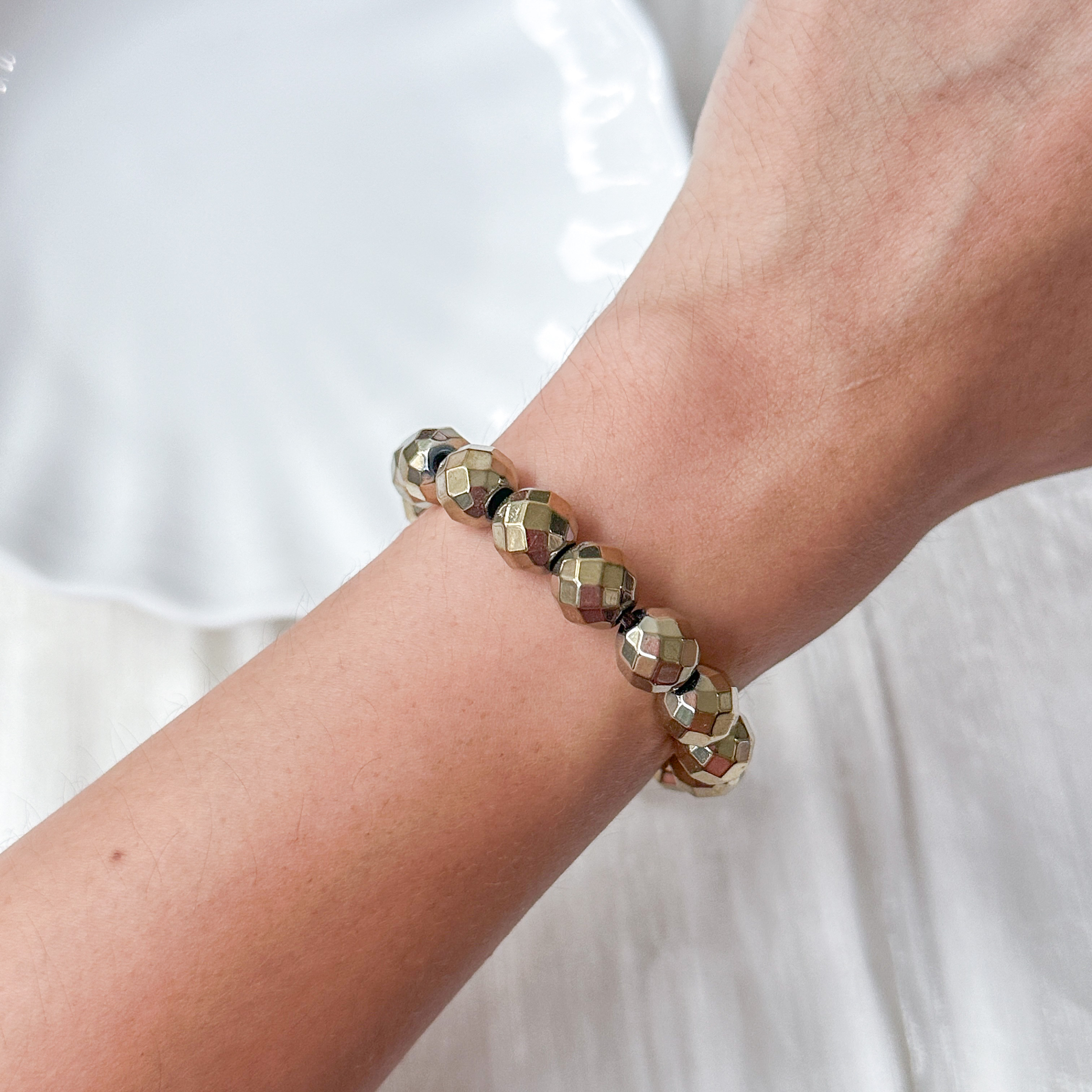 Gold Hematite 9mm Cut Bracelet