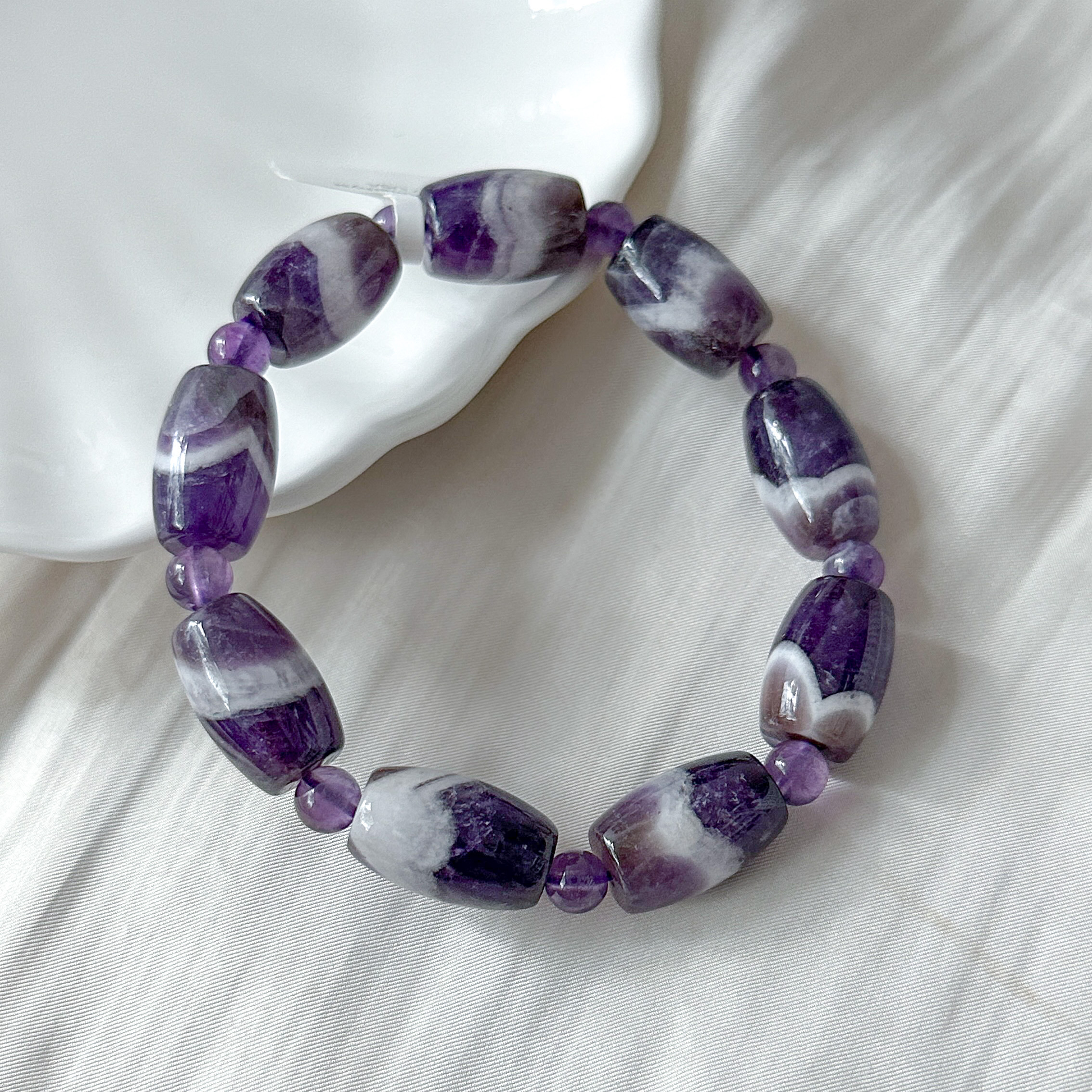 Chevron Amethyst Canister Bracelet
