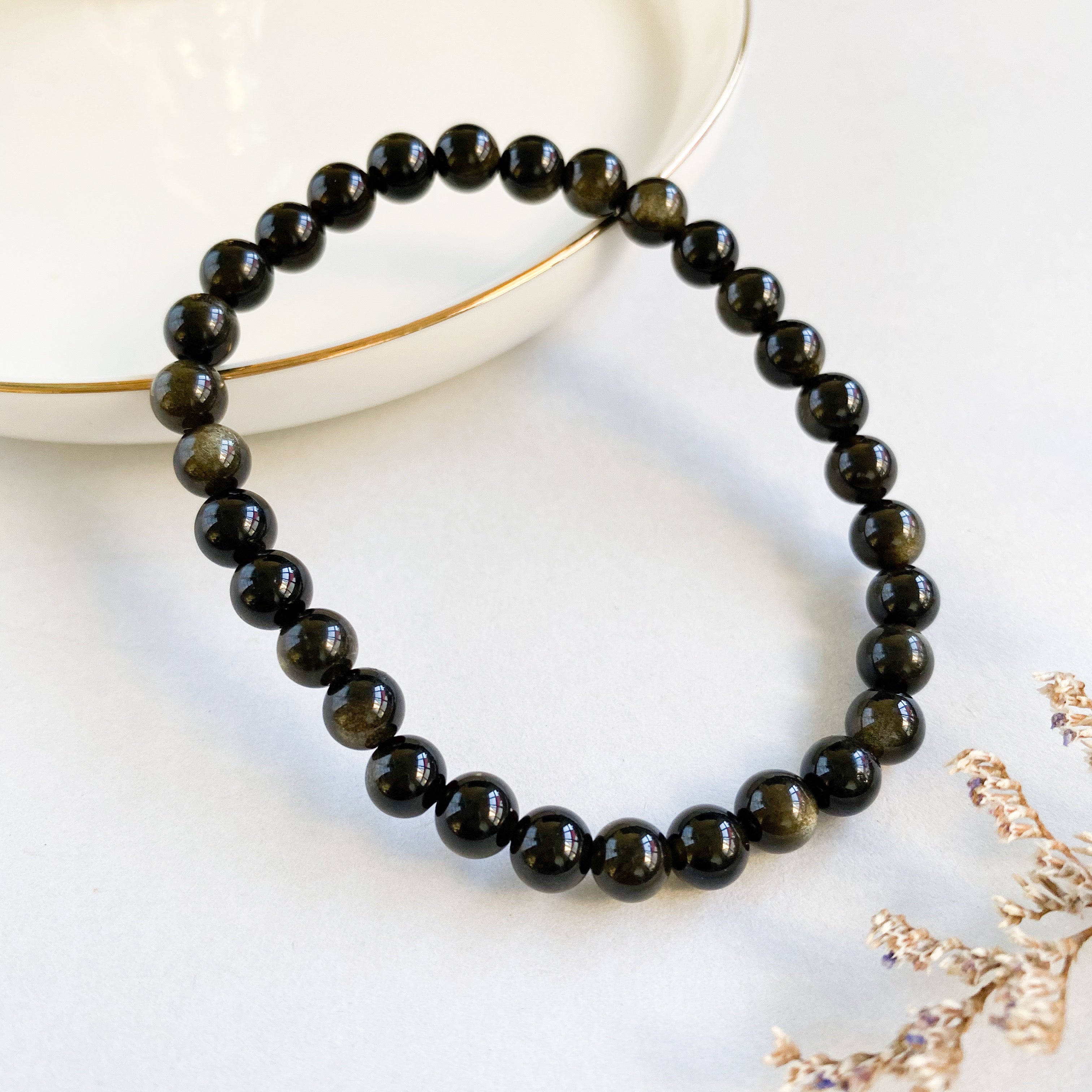 Gold clearance obsidian bracelet