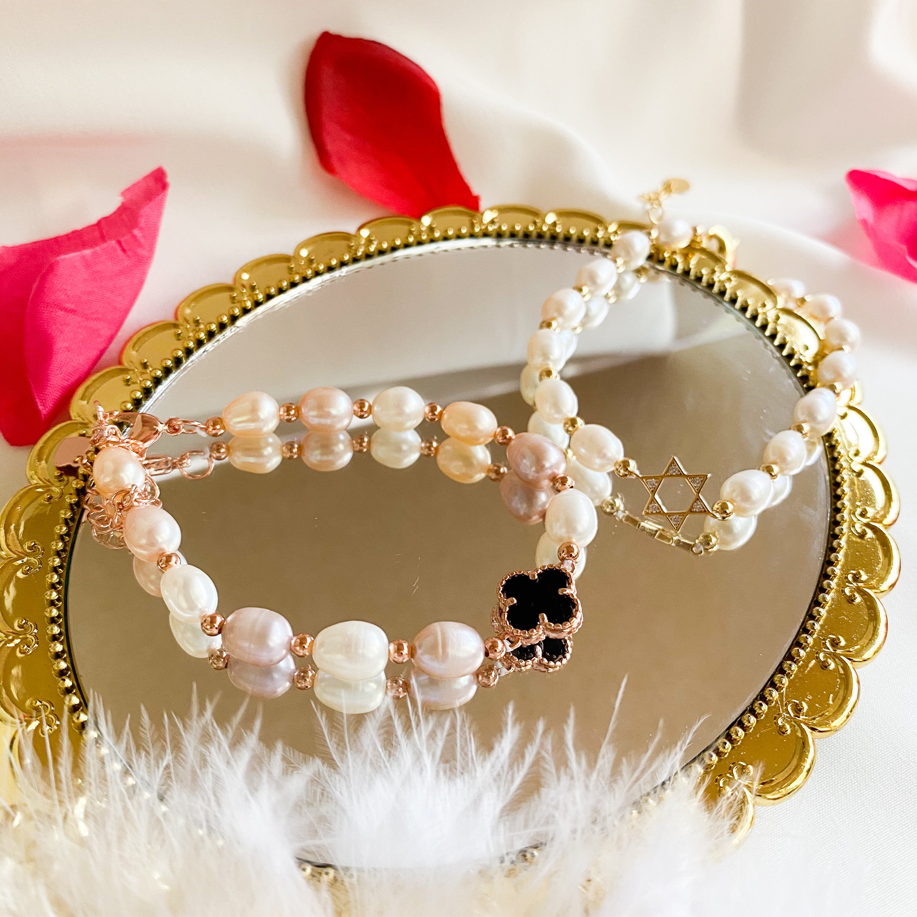 Lucky Clover Freshwater Pearl Bracelet