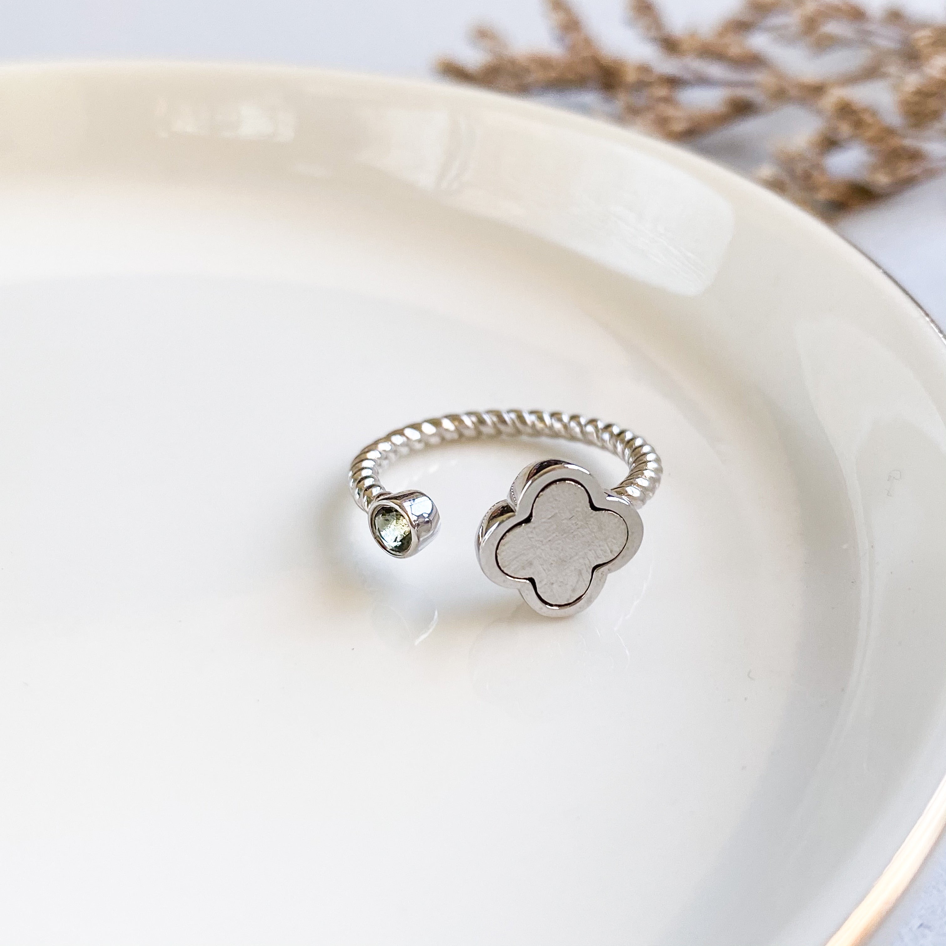 Iron Nickel Meteorite W Moldavite Ring