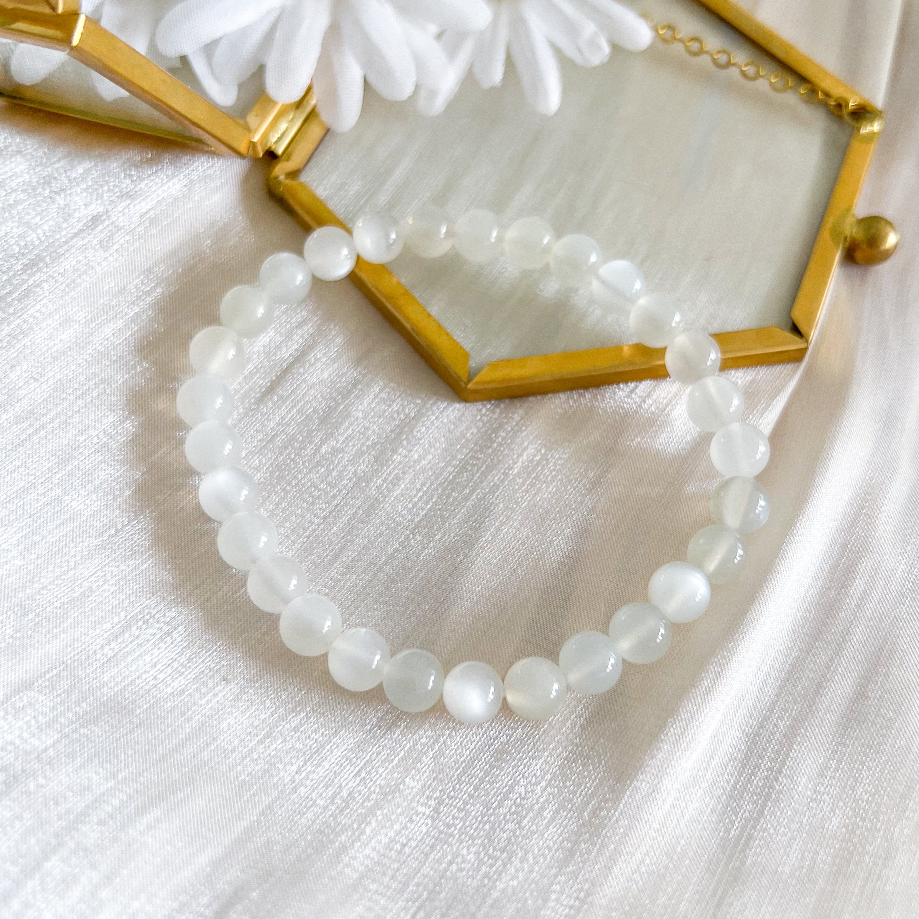 White Moonstone 6mm Bracelet