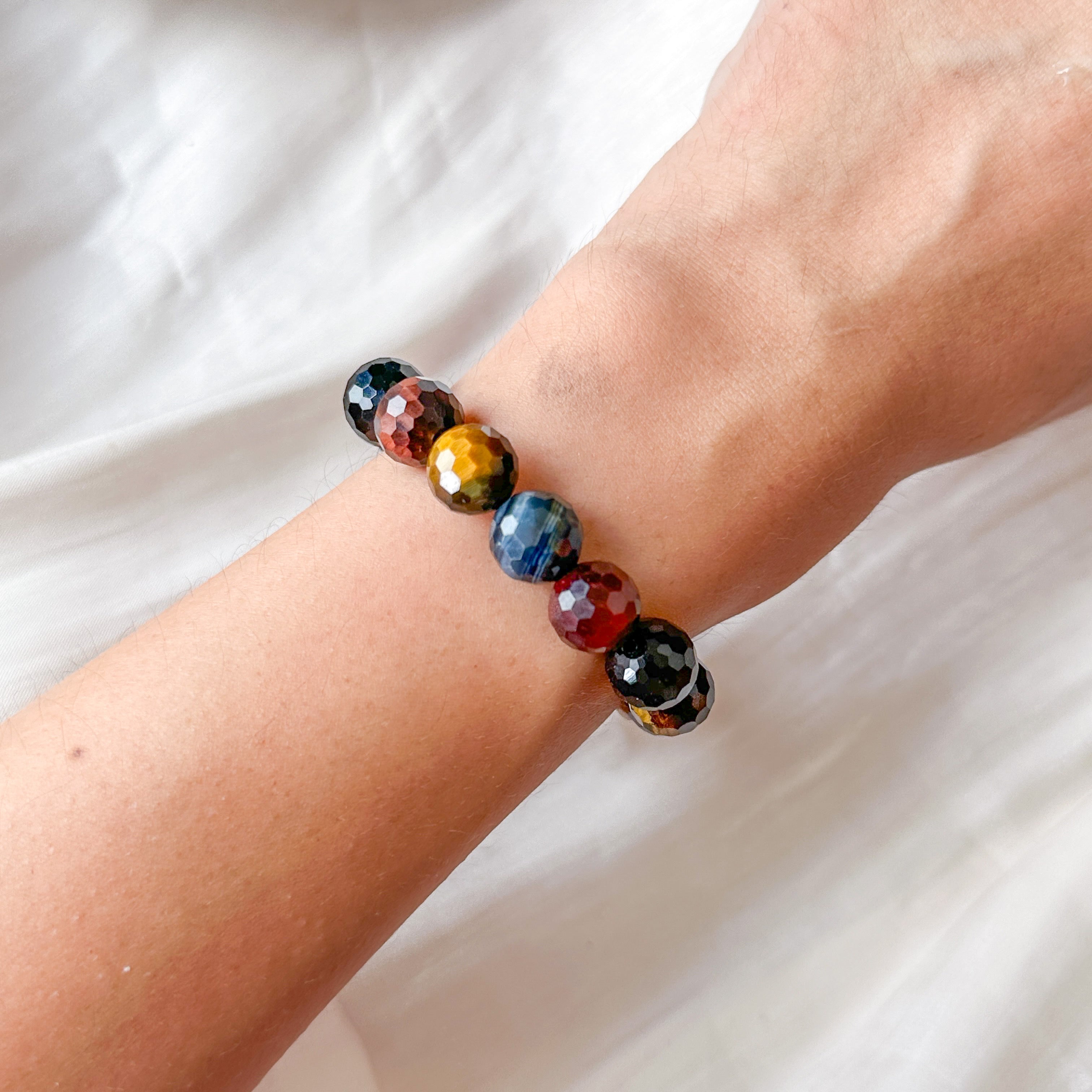 Tri-Colour Tiger's Eye 10mm Cut Bracelet