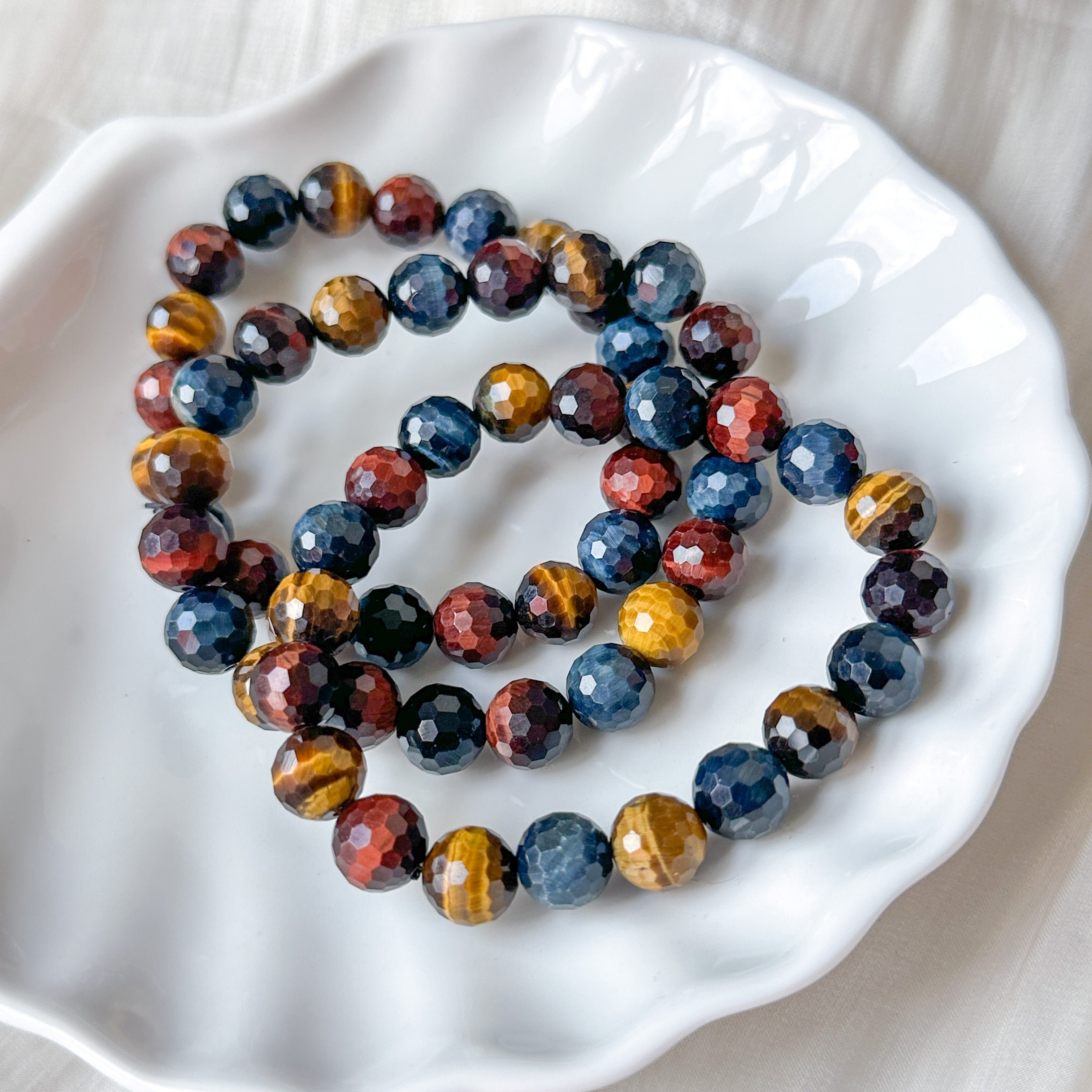 Tri-Colour Tiger's Eye 10mm Cut Bracelet