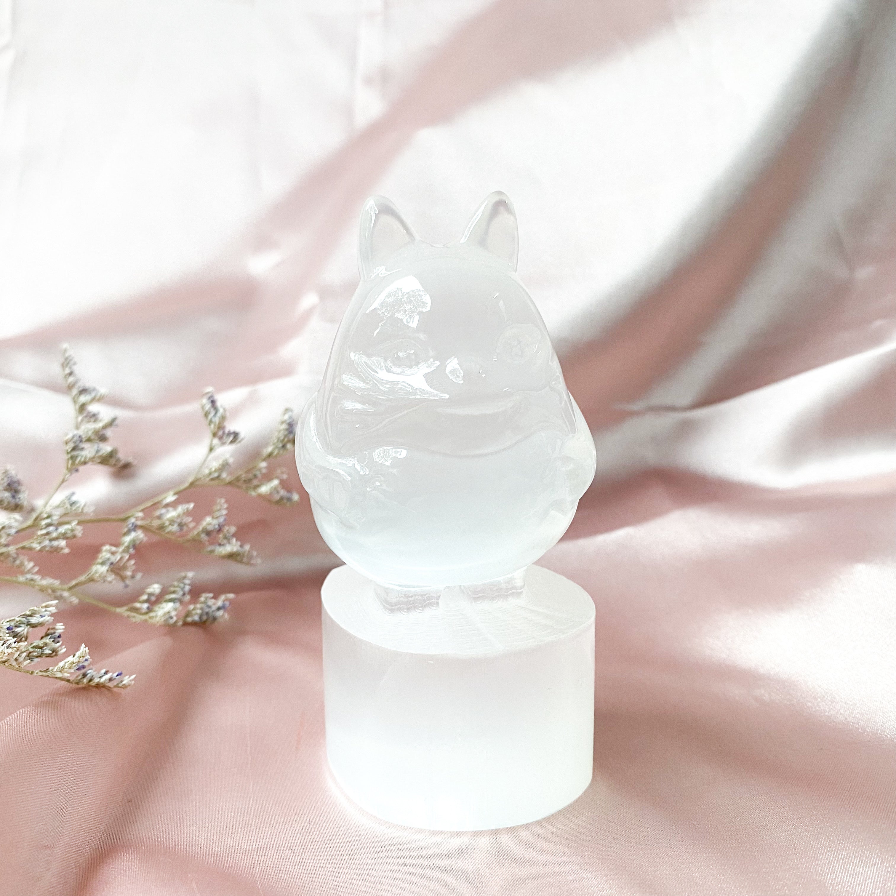 Selenite Totoro Carving