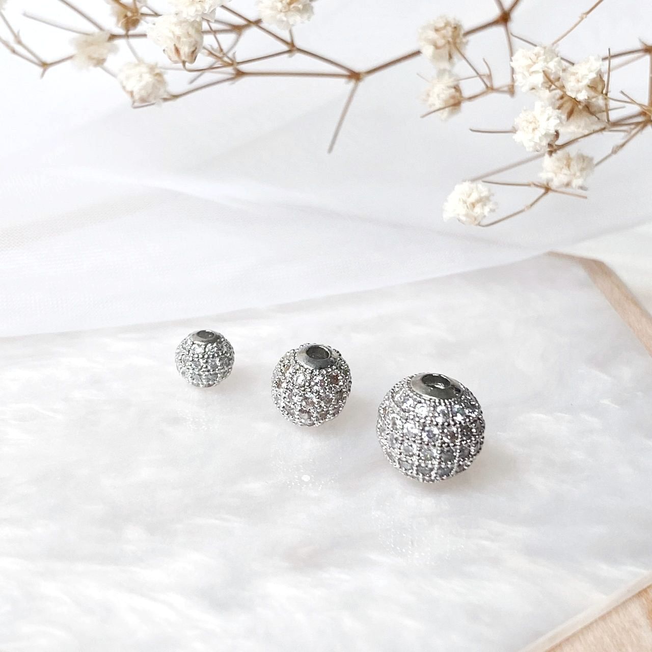 10mm Silver Rhinestone Ball (10pcs)