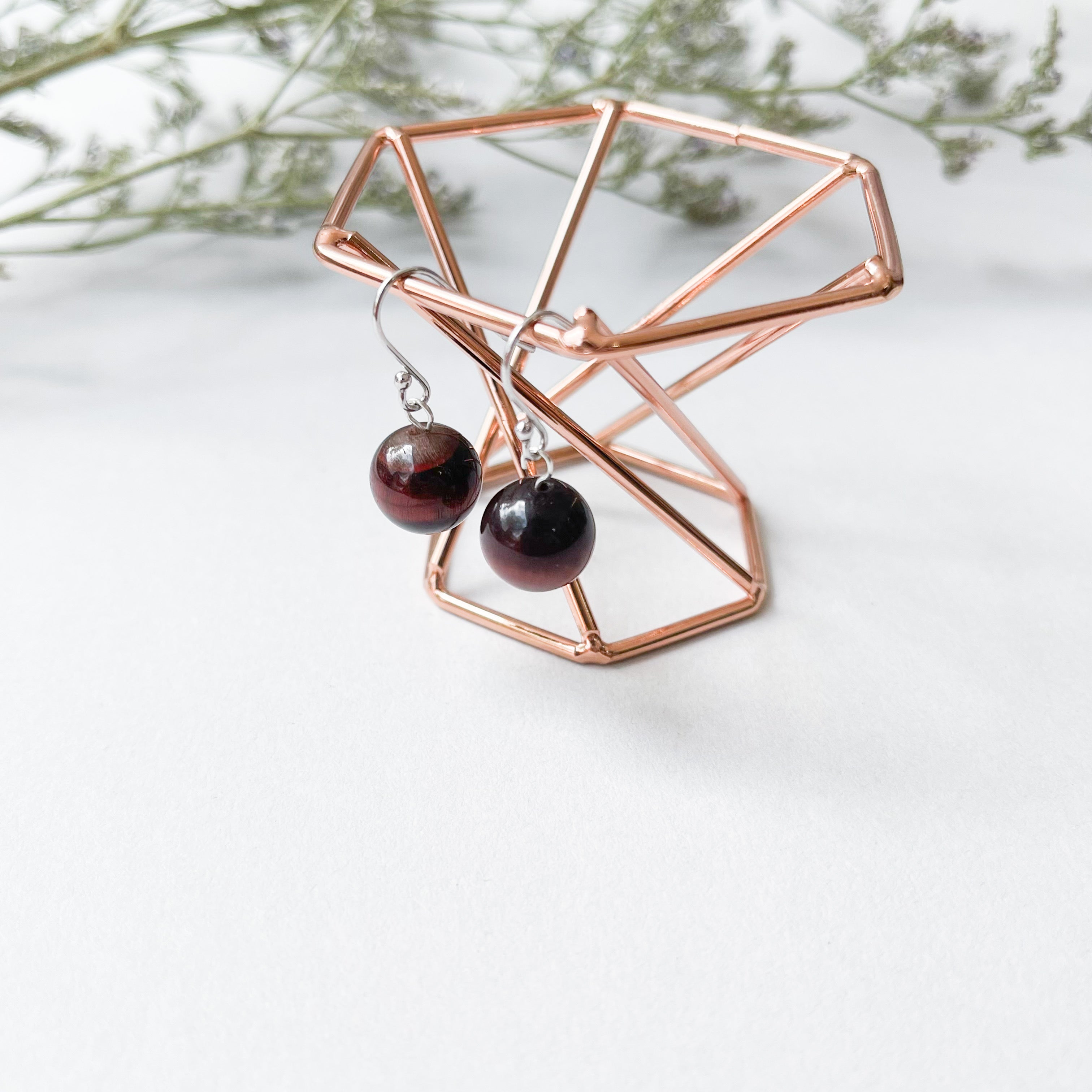 Red Tiger Eye Drop Earrings