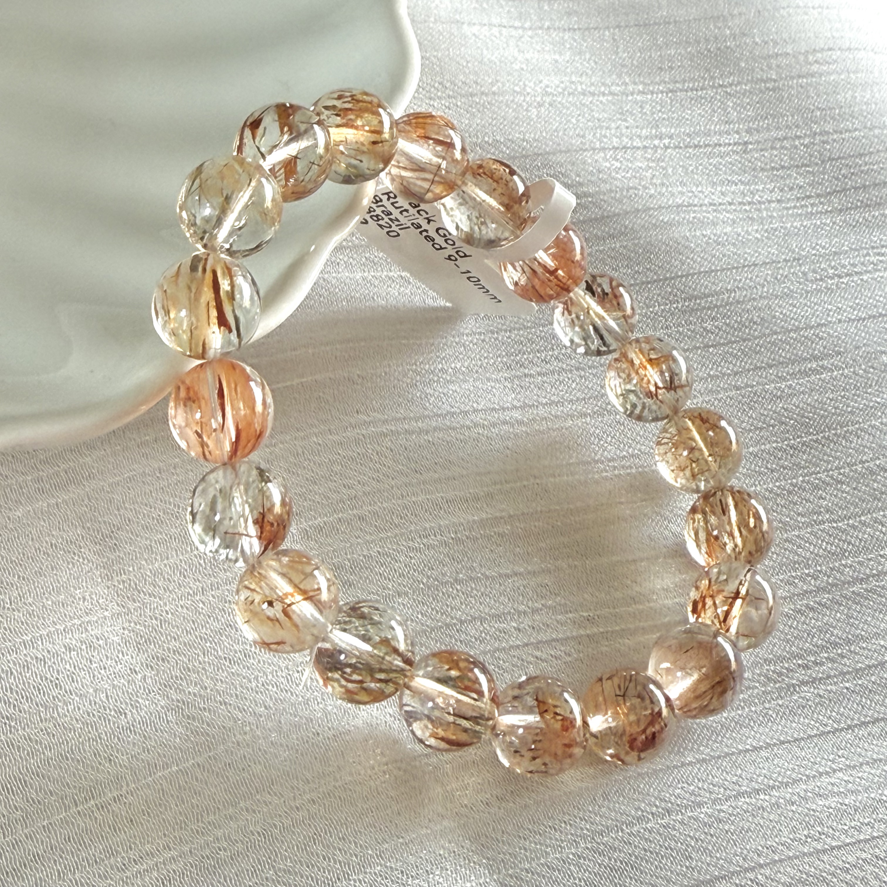 Black Gold Rutilated Quartz 9-10mm Bracelet