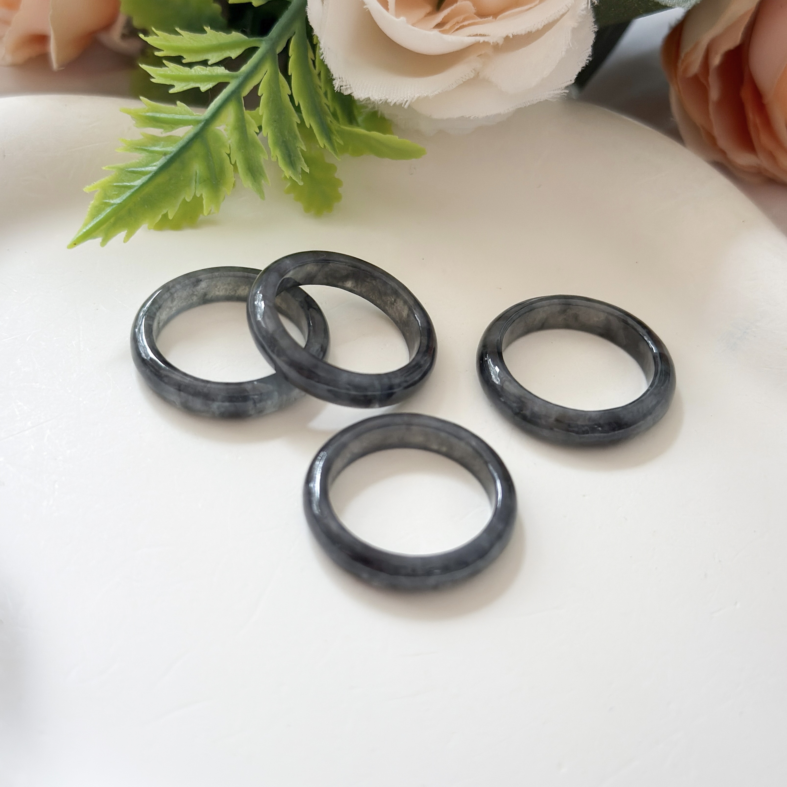 Grade A Ash Grey Jade Full Ring