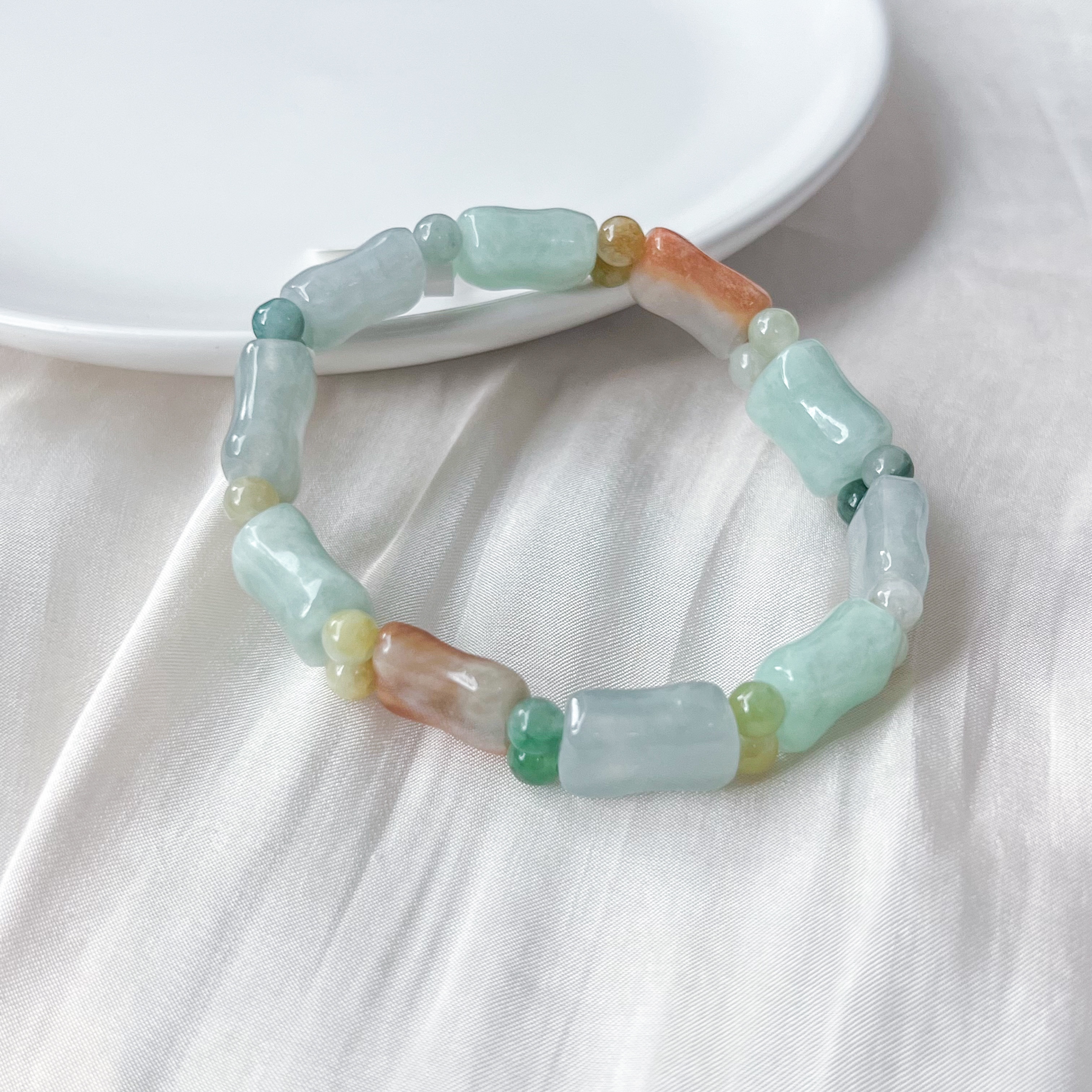 Grade A Tri-Colour Bamboo Jade Bracelet