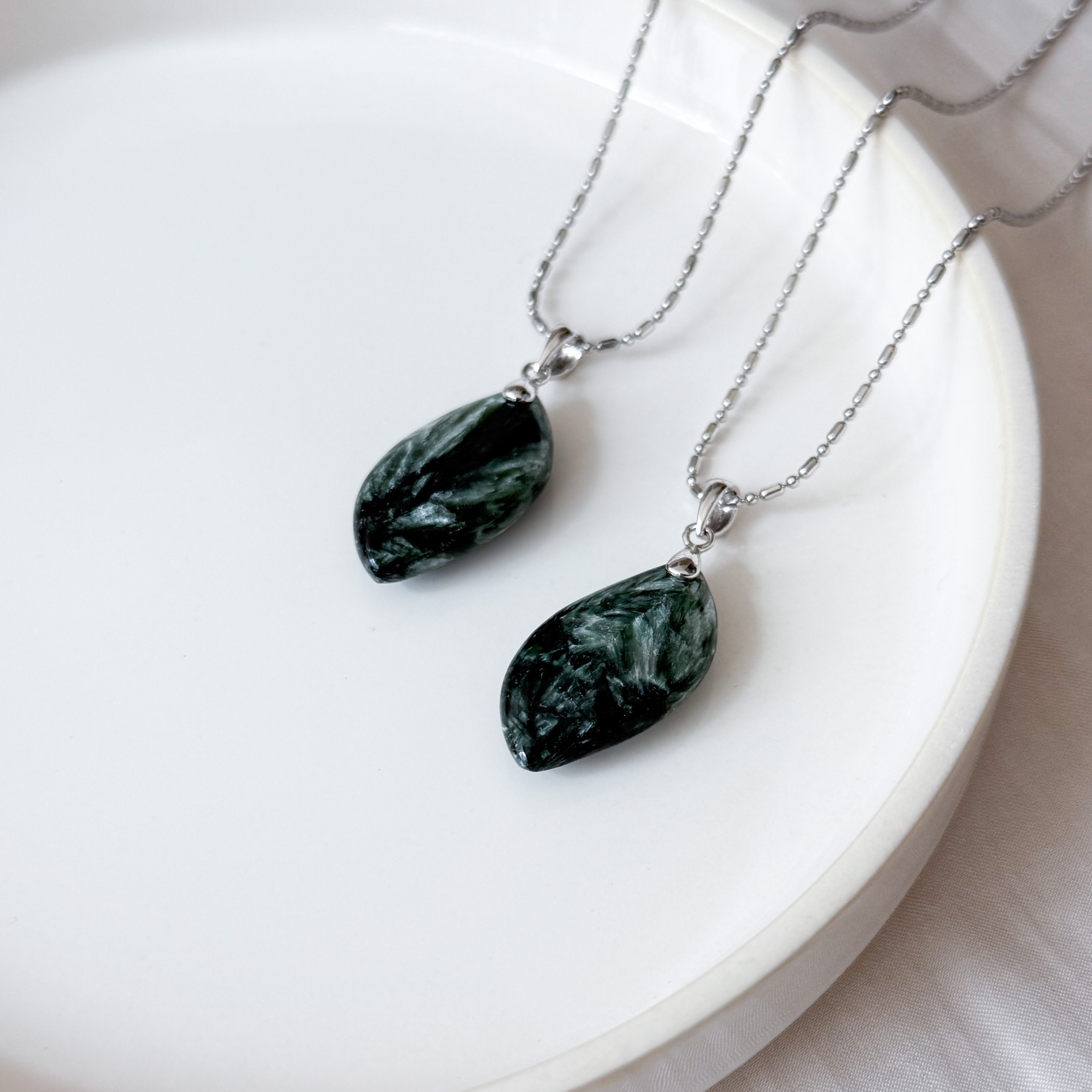 Seraphinite Leaf Pendant