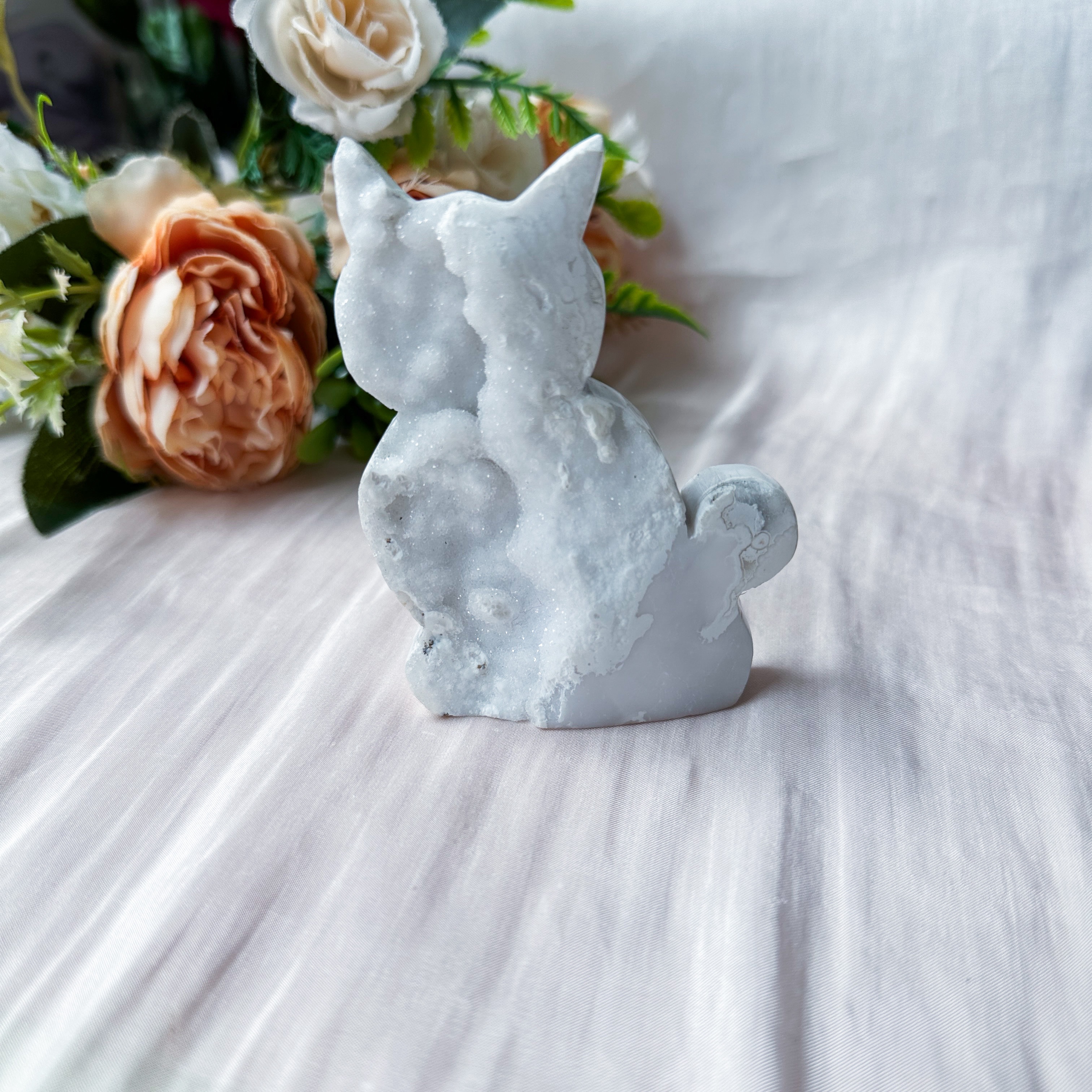 White Plume Agate Cat
