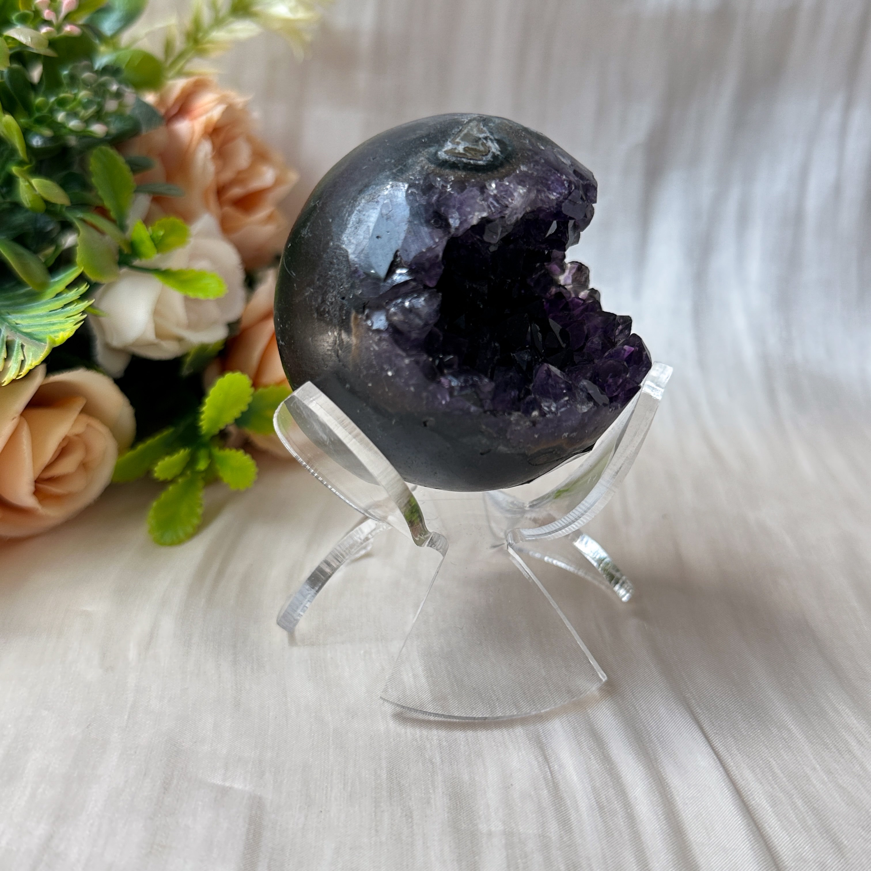 Amethyst Raw Sphere w Sphere Stand
