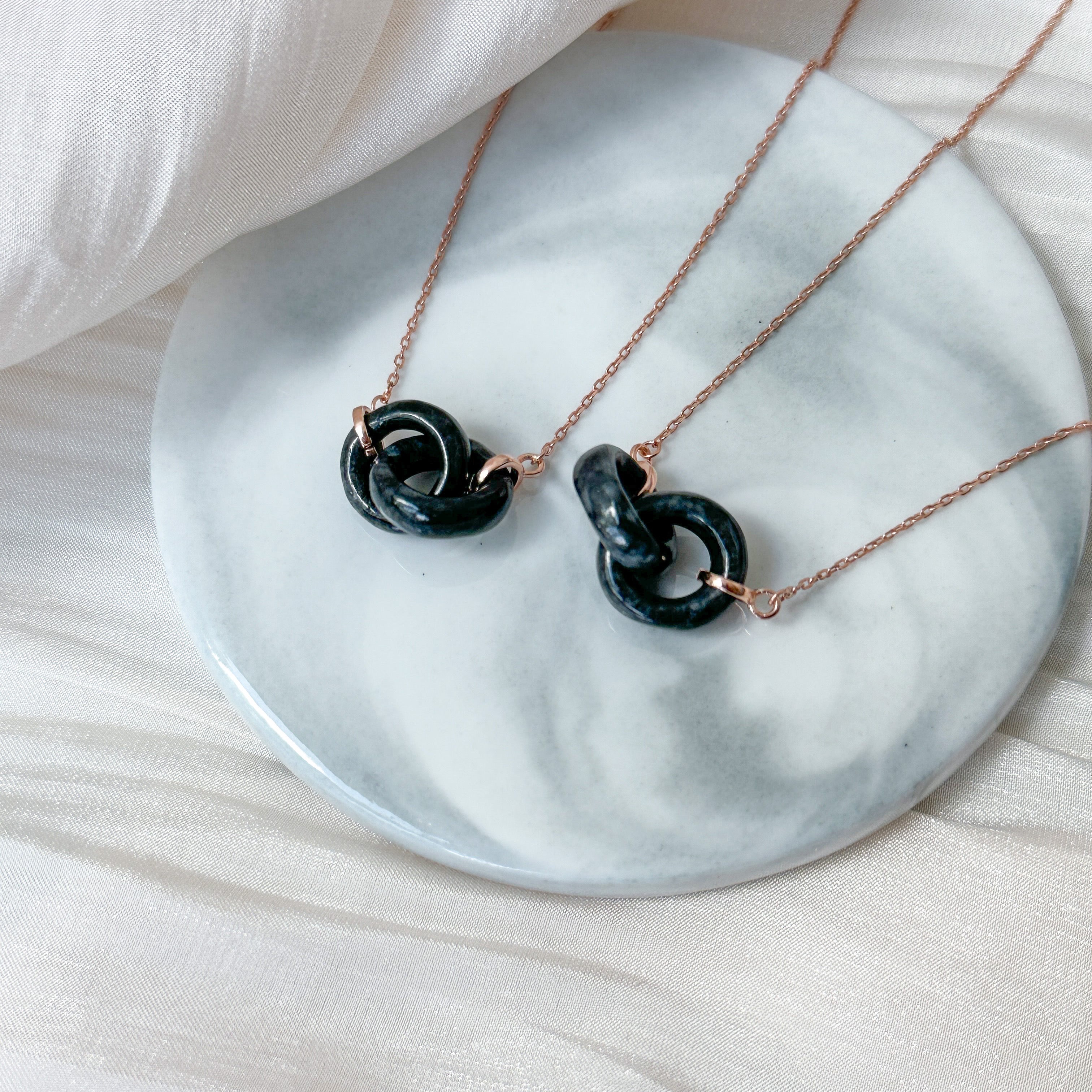 Grade A Black Jade Infinity Knot Necklace