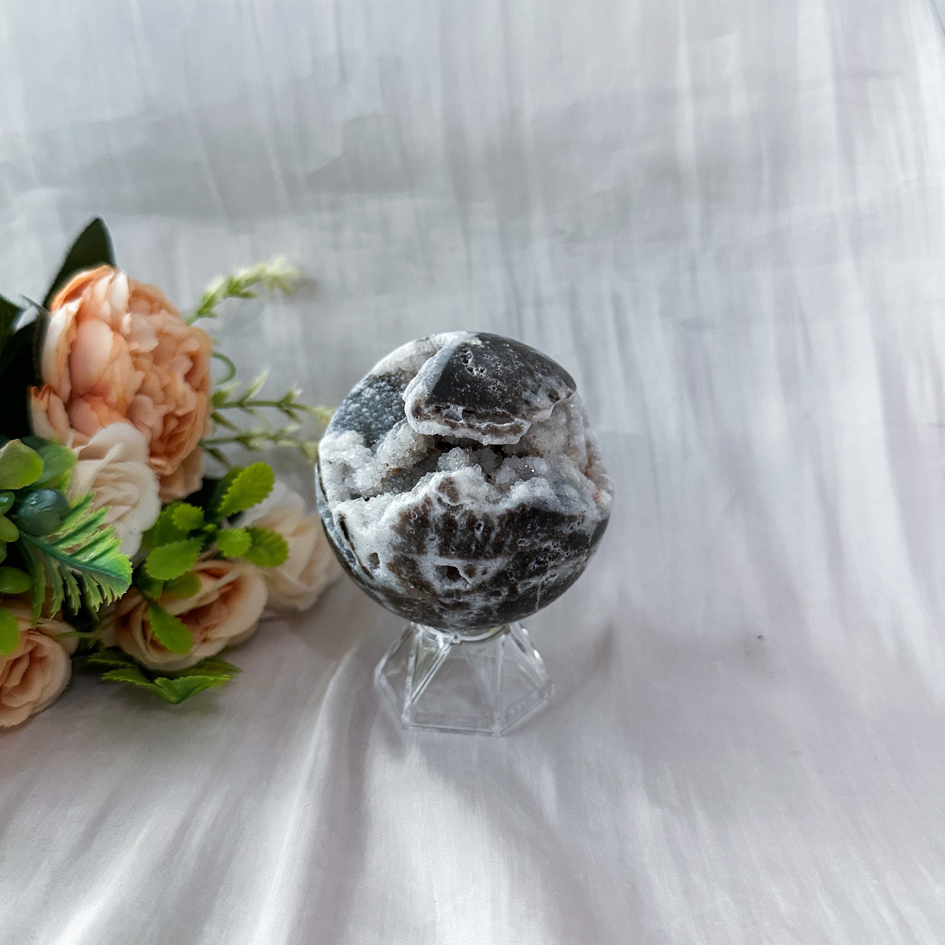 Zebra Druzy Jasper Sphere 69.3mm